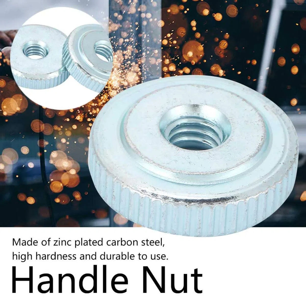 Dadi per impugnatura da 10 pezzi GB807 Dado zigrinato zigrinato Dado zigrinato in acciaio al carbonio zincato(M6（10pcs）)