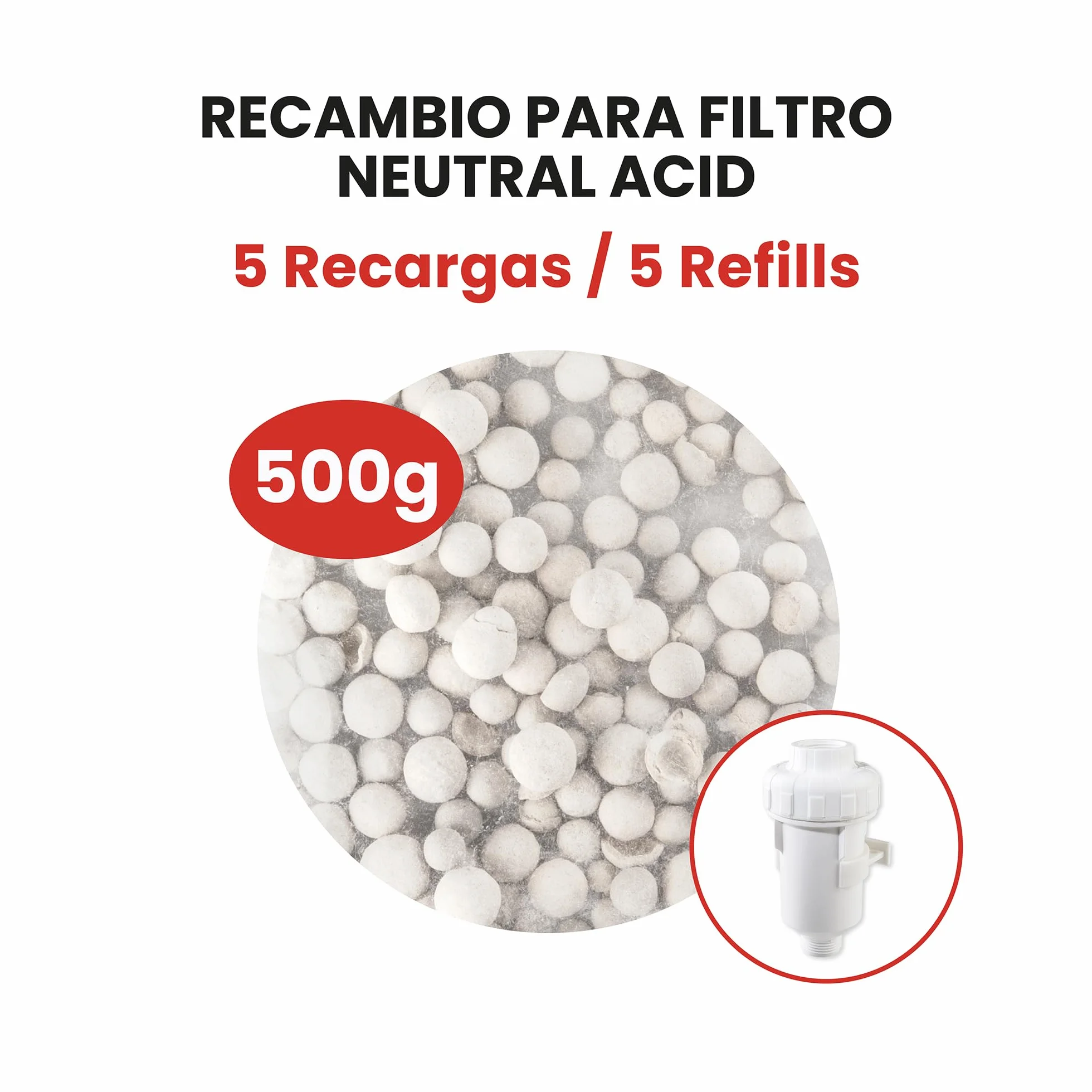 Materiale Neutralizzatore di Acido Condensato per Caldaia a Condensazione. Ricambio per filtro neutro acido della marca Bbagua. Confezione da 500 grammi. Bbagua.