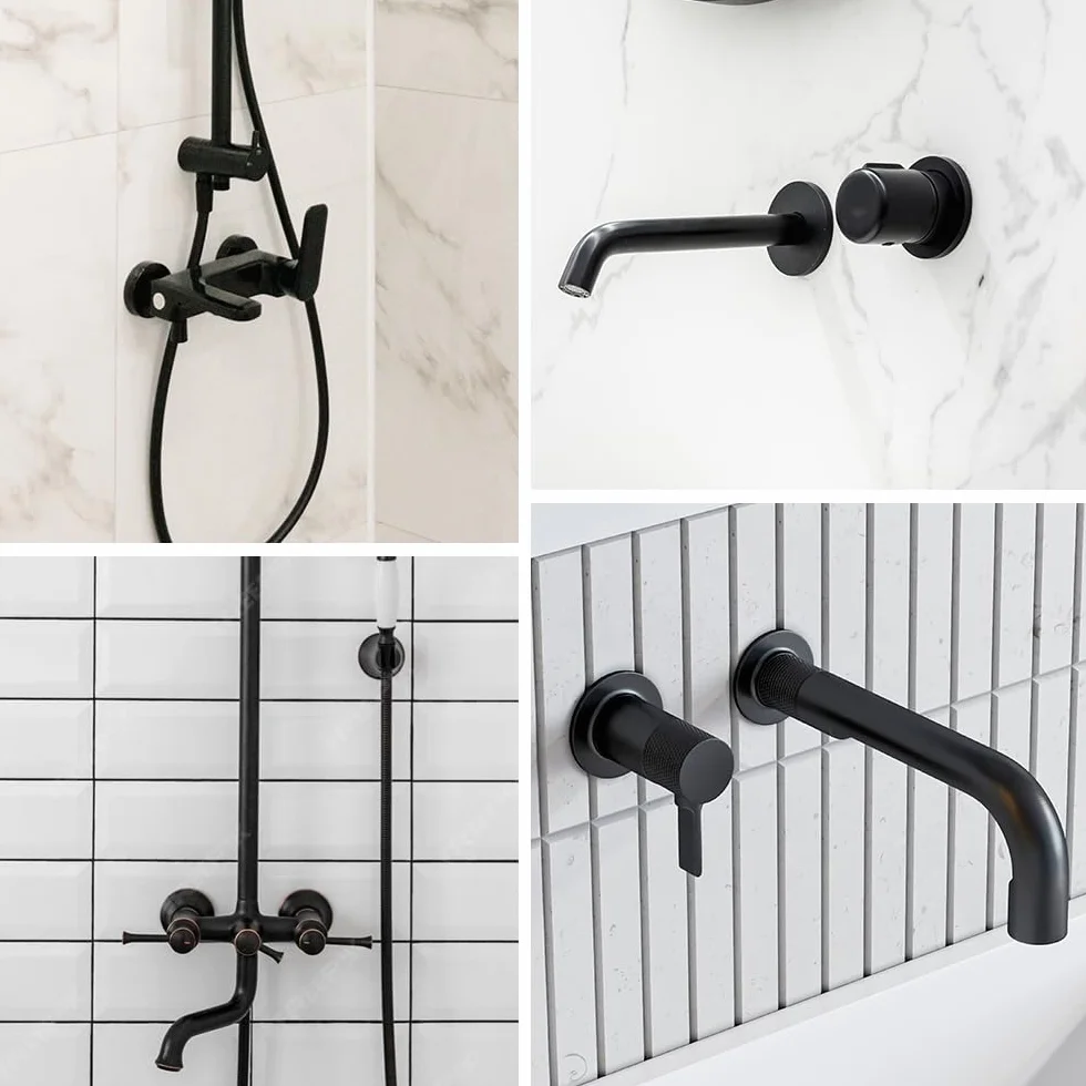 6 Pezzi Rosette Rubinetto Nero Ø21 mm/25 mm Rosetta Copritubo Doccia Acciaio Inox Copri Tubi Termosifoni Rosetta Copritubo Muro per Rubinetti Doccia, Rubinetti, Valvola Angolare(63x6, 80x18)