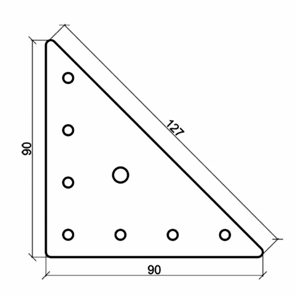 AERZETIX: 10 x piastra di montaggio triangolare 90 x 90 x 1 mm per mobile cucina armadio armadio C41432