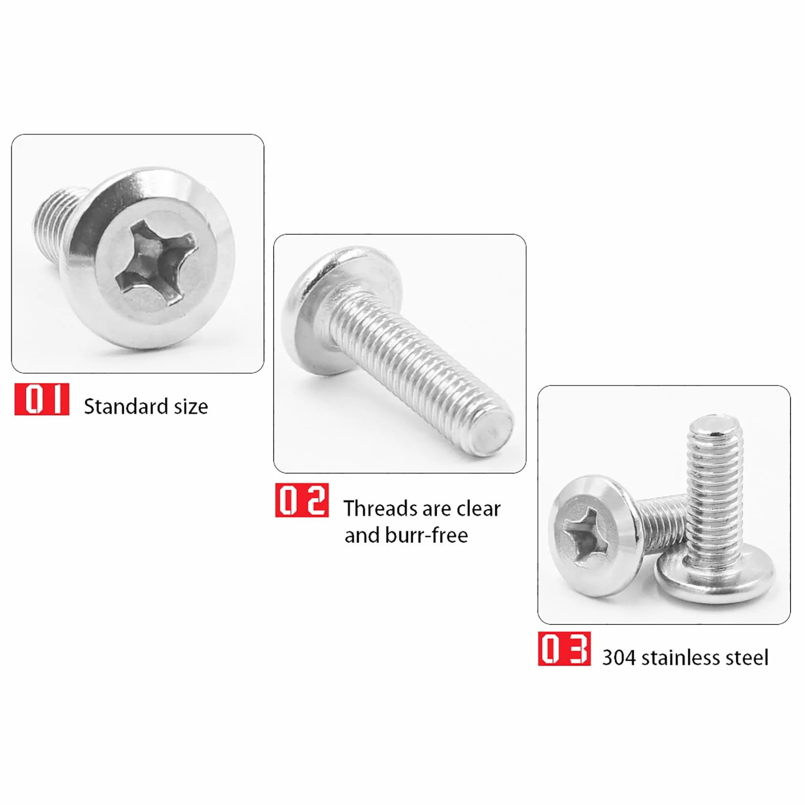 Viti a Testa Tonda in Acciaio Inox 304 M4x30, 40 Pezzi