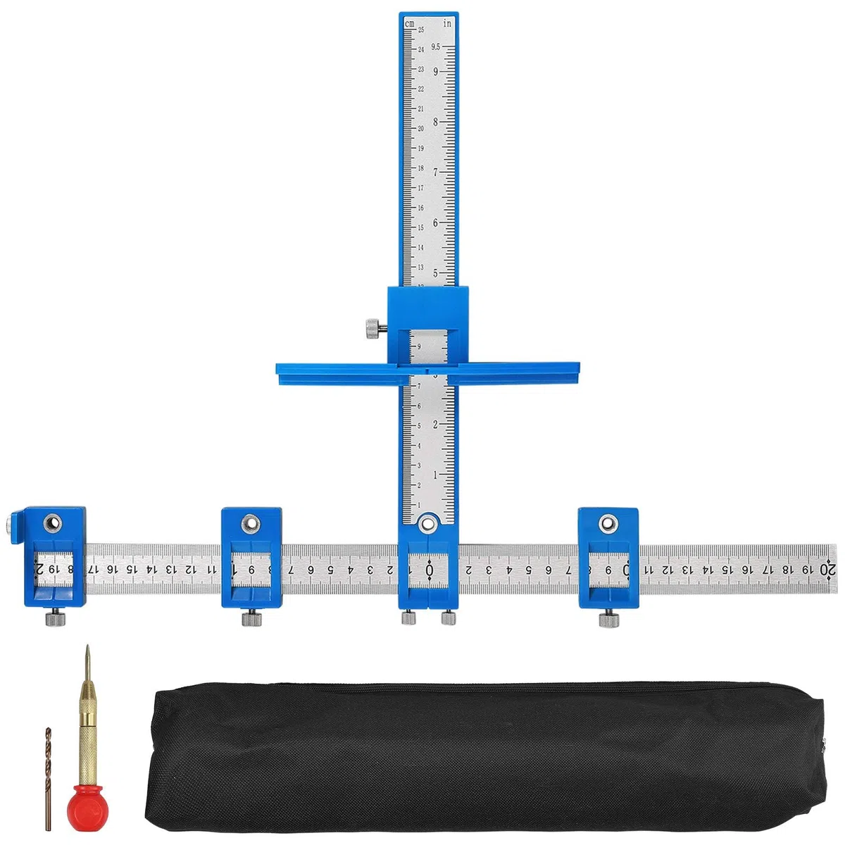CAMWAY Guida per Foratura, Localizzatore di punzoni per Legno,Blu,per Installare Cassetti da Cucina, Armadietti,Maniglie delle Porte, ecc.