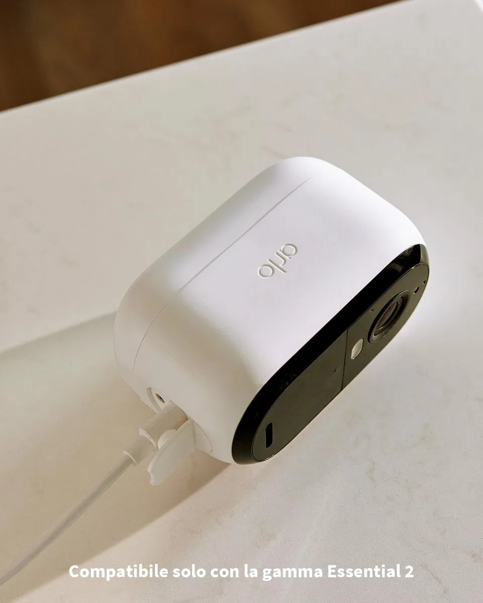 Arlo Essential 2 Cavo di Ricarica Magnetico 7,6 m, per Telecamera WiFi Esterno, Bianco, Compatibile con Telecamera di Sicurezza Essential HD +2K +XL, Accessorio Certificato, VMA5700-100PES