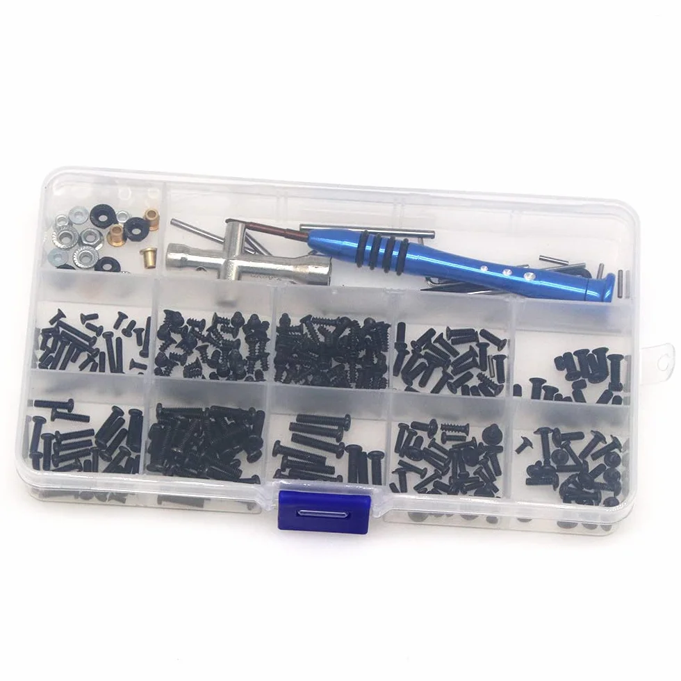 DollaTek RC viti kit scatola strumento forcellone bullone riparazione vite scatola per weili 1/14 144001 RC auto
