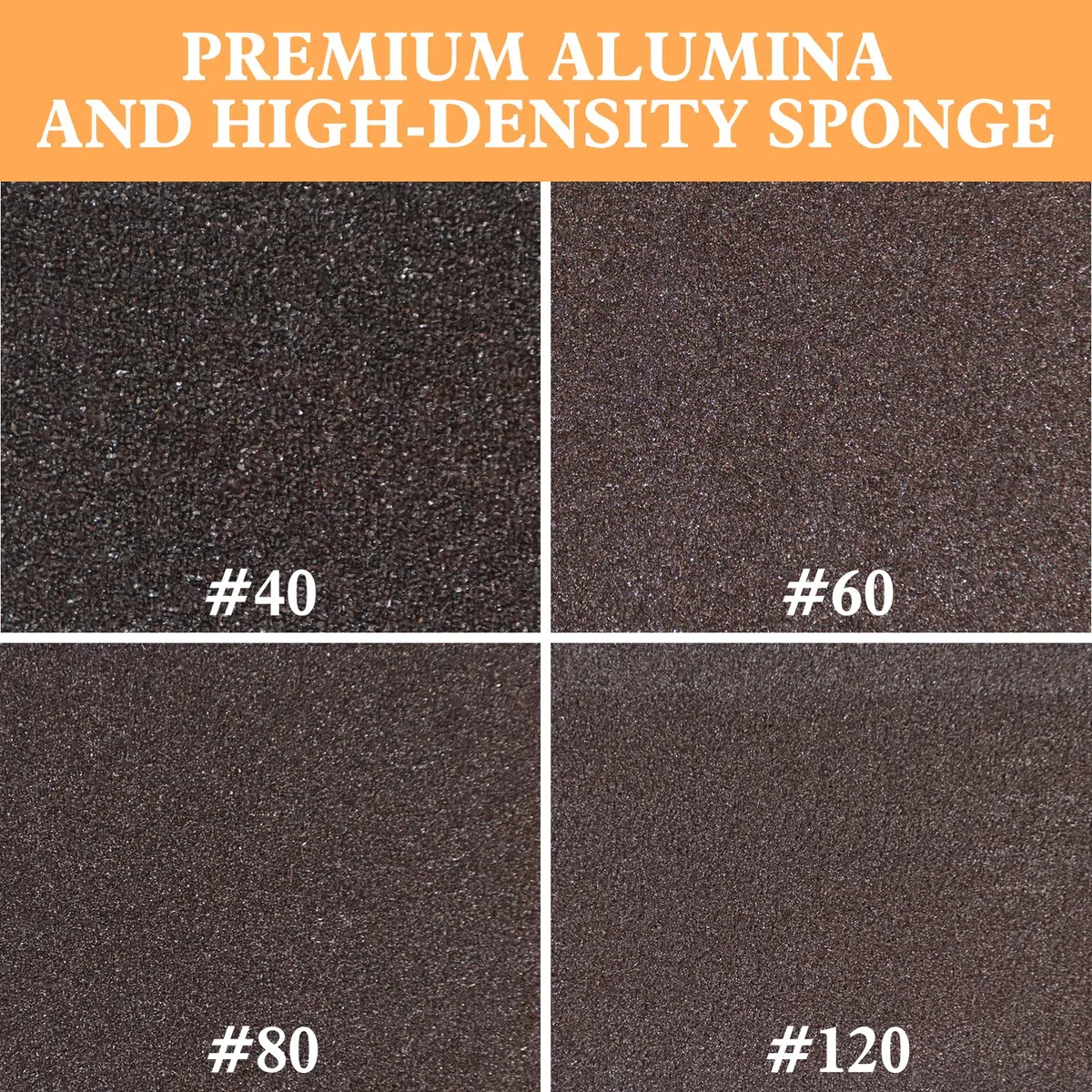 KONGMING Spugne Abrasive 8 Pezzi Grane 40 60 80 120 Spugnette Abrasive 68 X 100 X 26 mm Asciutto e Bagnato per Vernice Stucco Vernice Legno Metallo Lavabile e Riutilizzabile