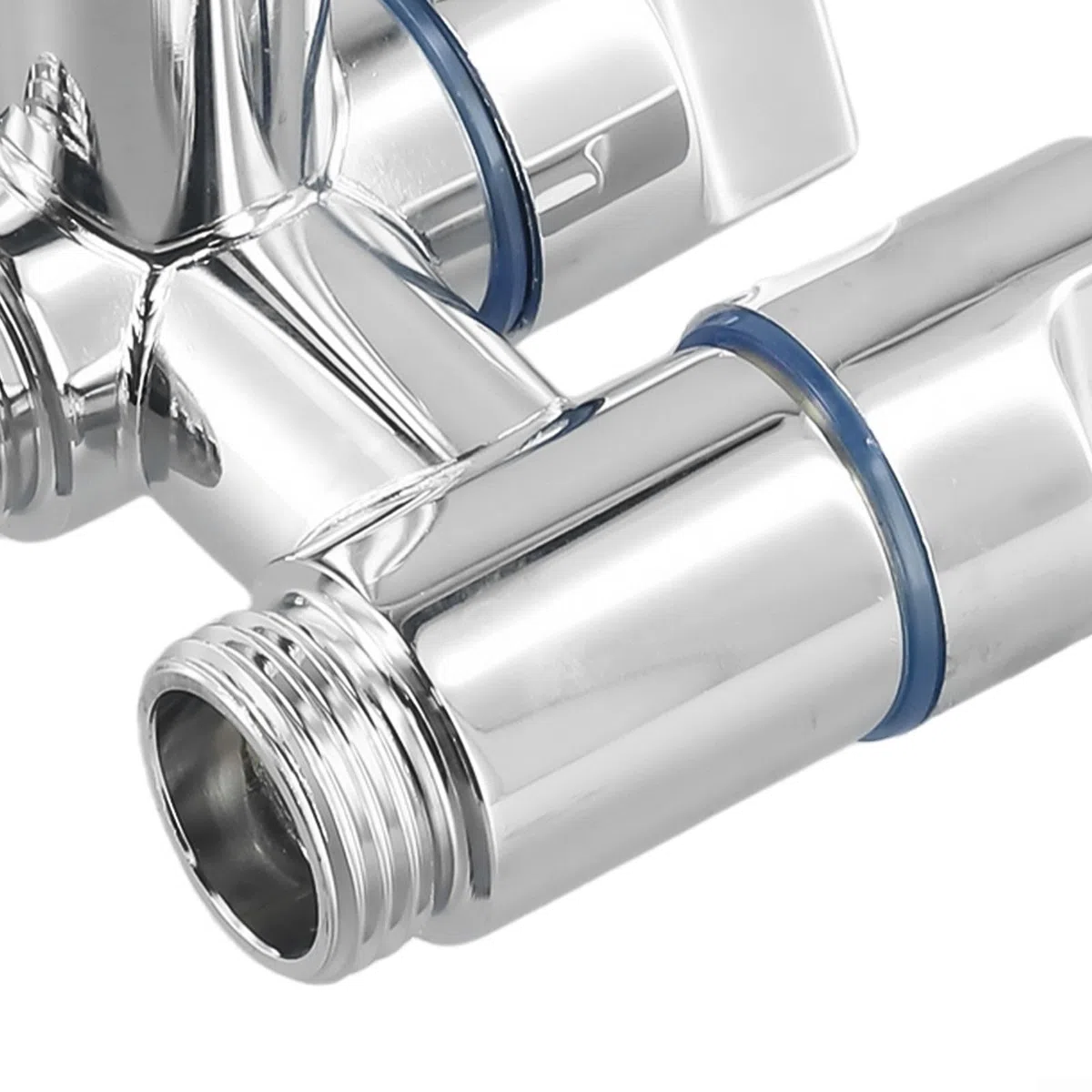 Valvola ad angolo a 3 vie, valvola deviatrice multifunzione per acqua con tripla uscita per rubinetto da bagno e doccia, splitter per lavatrice, lavastoviglie, struttura in acciaio (argento)