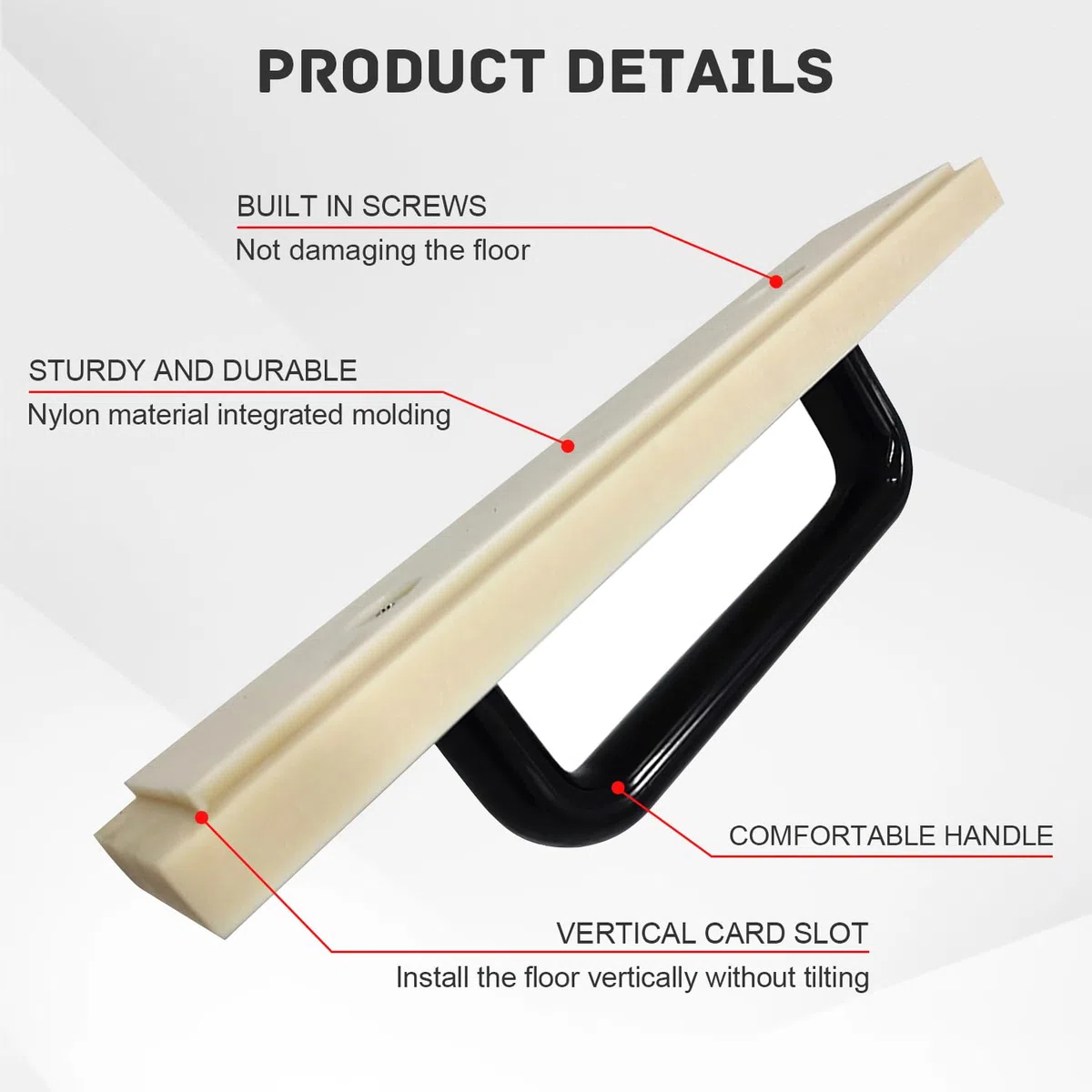Blocco Battente per Pavimenti in Vinile da 200 mm, con Ampia e Comoda Maniglia, Viti Integrate, Non Danneggia il Pavimento, Utensile per Pavimenti in Laminato (Bianco)