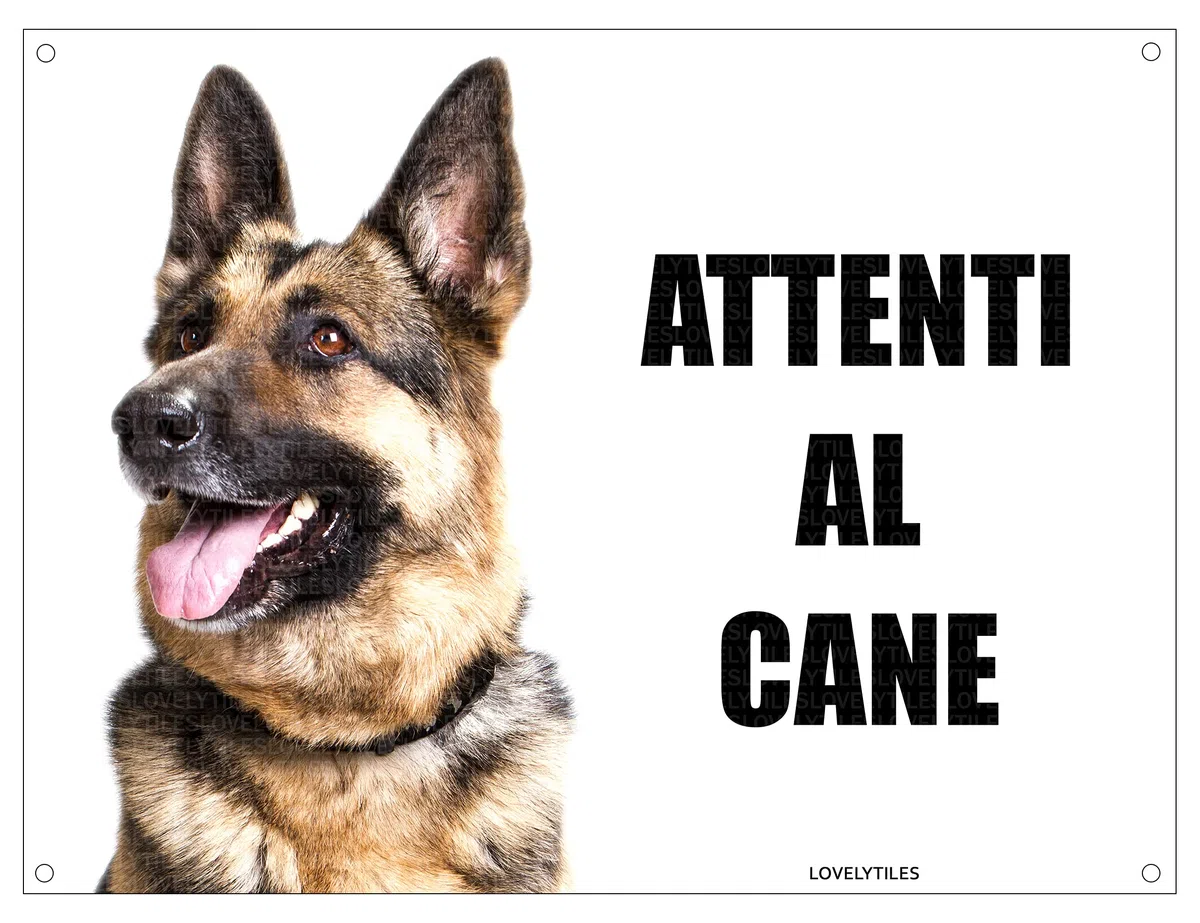 PASTORE TEDESCO attenti al cane mod 4 TARGA cartello IN METALLO (15X20)