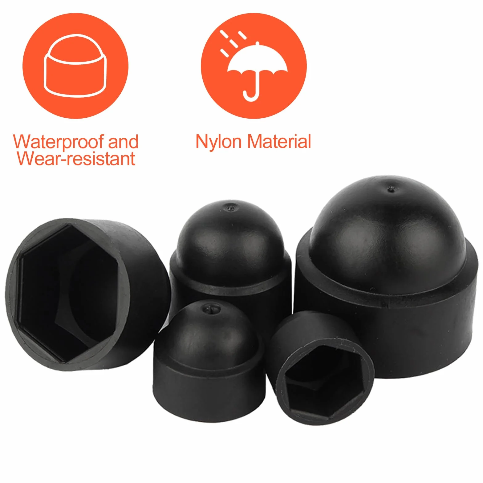 Frevoitna 145 Pezzi Tappi di Protezione Bulloni Esagonali, per M4-M12, Tappo per Viti a Testa Esagonale Nero, Copertura per Dadi Esagonalis Plastica per la Coprivite Delle, Materiale in Nylon.