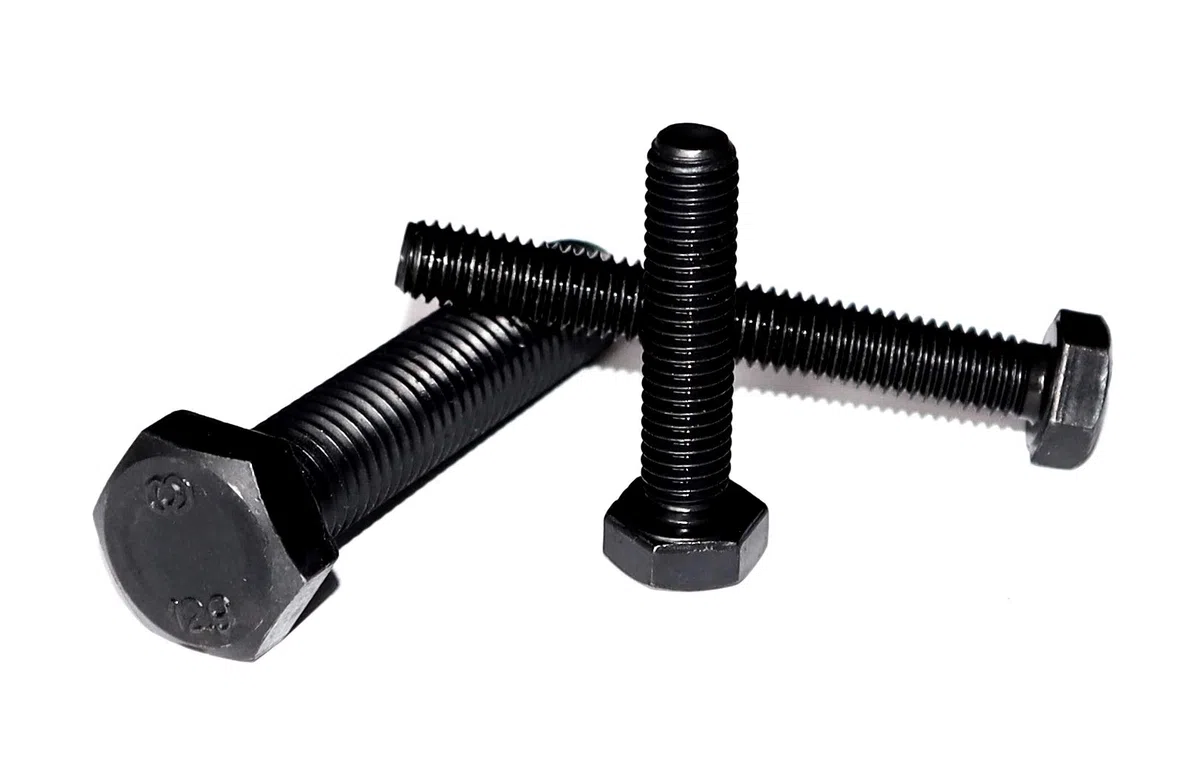 Vite a testa esagonale M10x45 DIN 933 quantità 5 in acciaio nero filettatura completa classe di resistenza 12.9