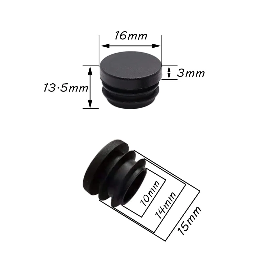 Tappo per Tubi 32 Pezzi - Tappi in Plastica Rotondo 16mm per Sedie, Tavoli - Tappi Terminali Nero