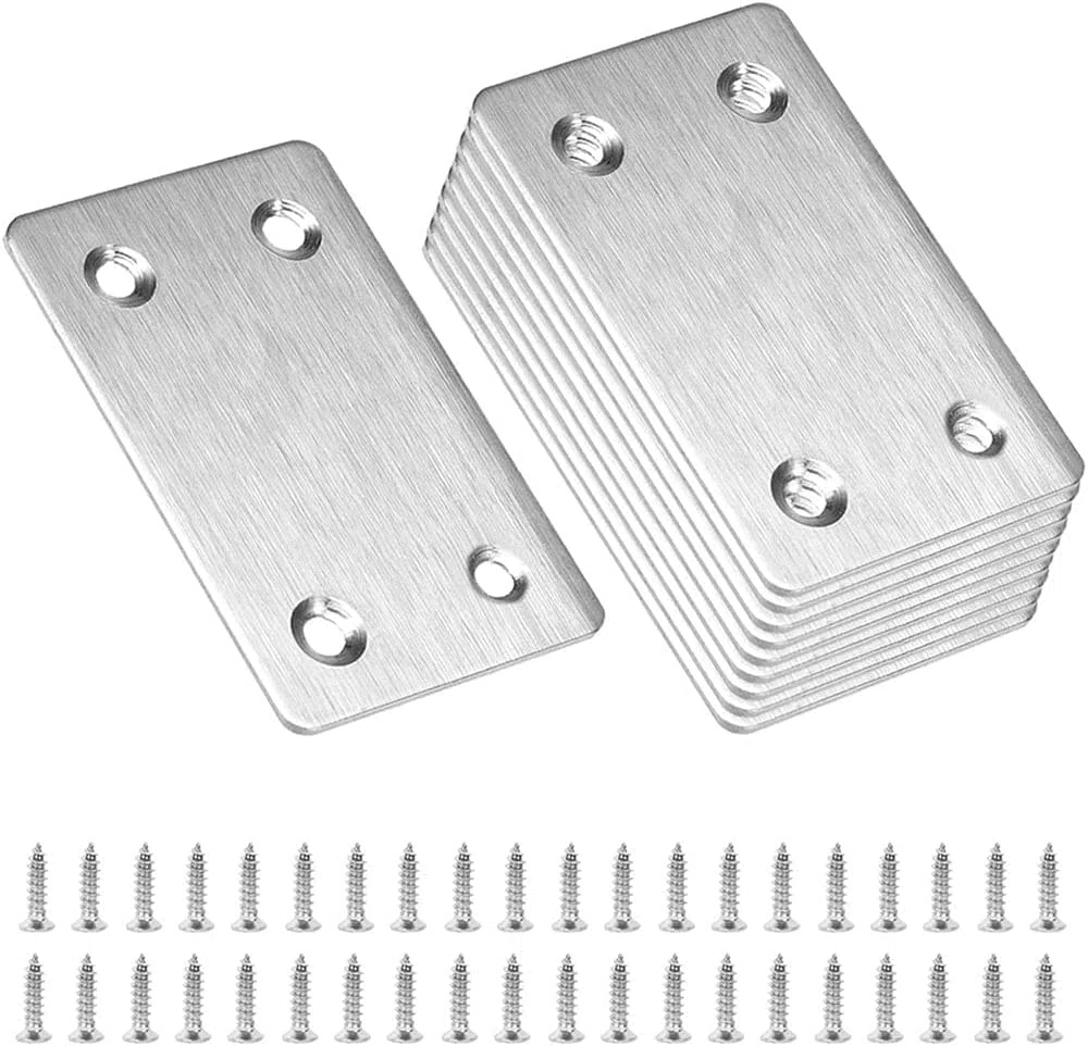 10 Pezzi Piastra In Acciaio Inox Staffa Angolare Piatta Staffa Heavy Duty Che Unisce Riparazione Piastra Staffa Dritta per Riparare Sedie Tavoli da Pranzo Letti, 60x38mm