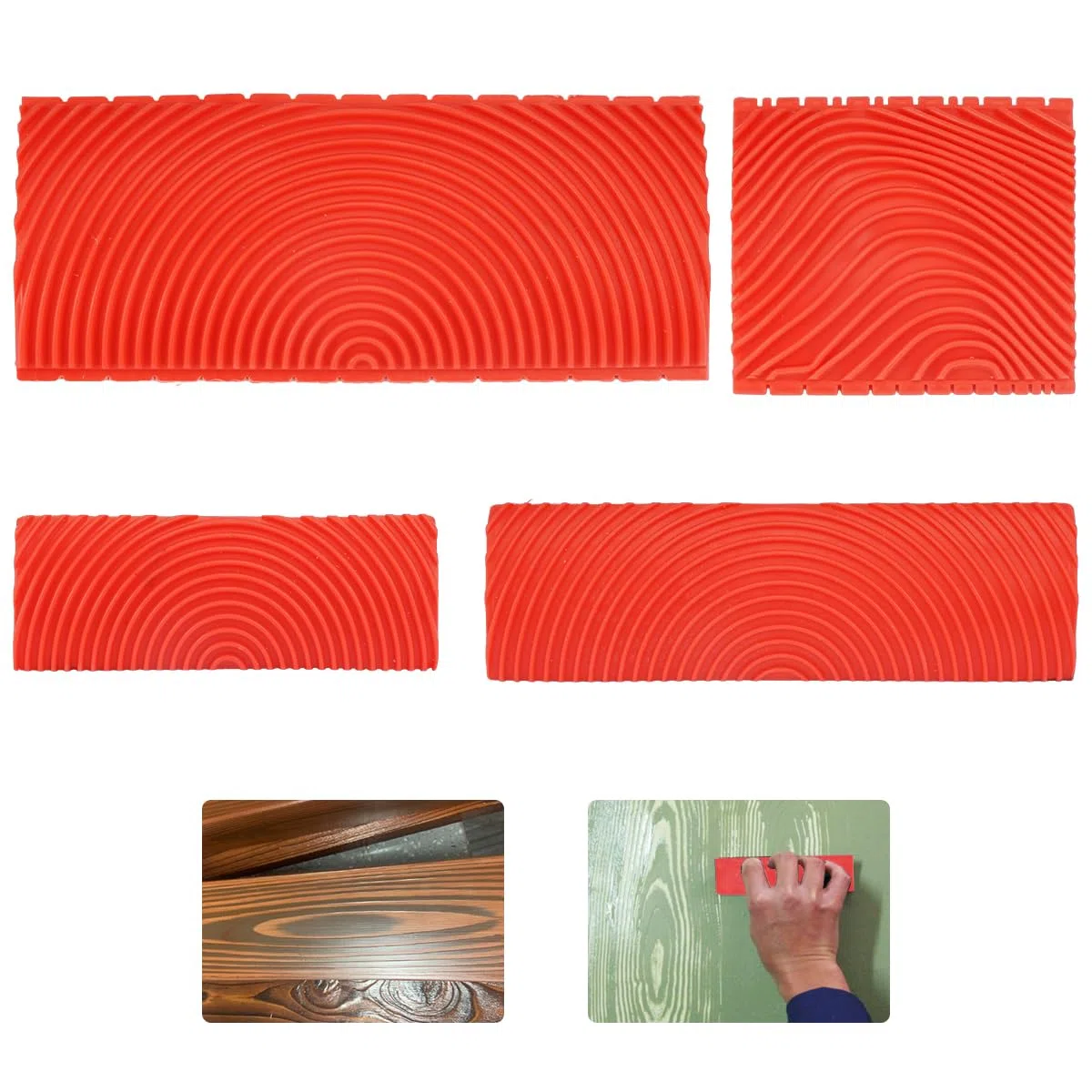 4 Pezzi Strumento Venatura Del Legno, Spatola Effetto Legno, Strumento Effetto Legno Venalegno per Pittura Pennelli da Pittura Grano Pittura Effetto Fai-Da-Te Strumenti Decorazione(7,4/8,7/13/15 cm)