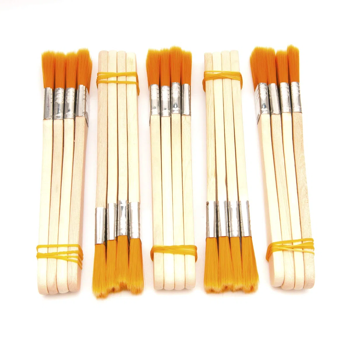 Set di pennelli piccoli, 20 pezzi, 11 mm di larghezza, piccoli pennelli per ritocchi, pulizia, colla, progetti fai da te, manico in legno, giallo polvere, per casa, tastiera e applicazioni di vernice