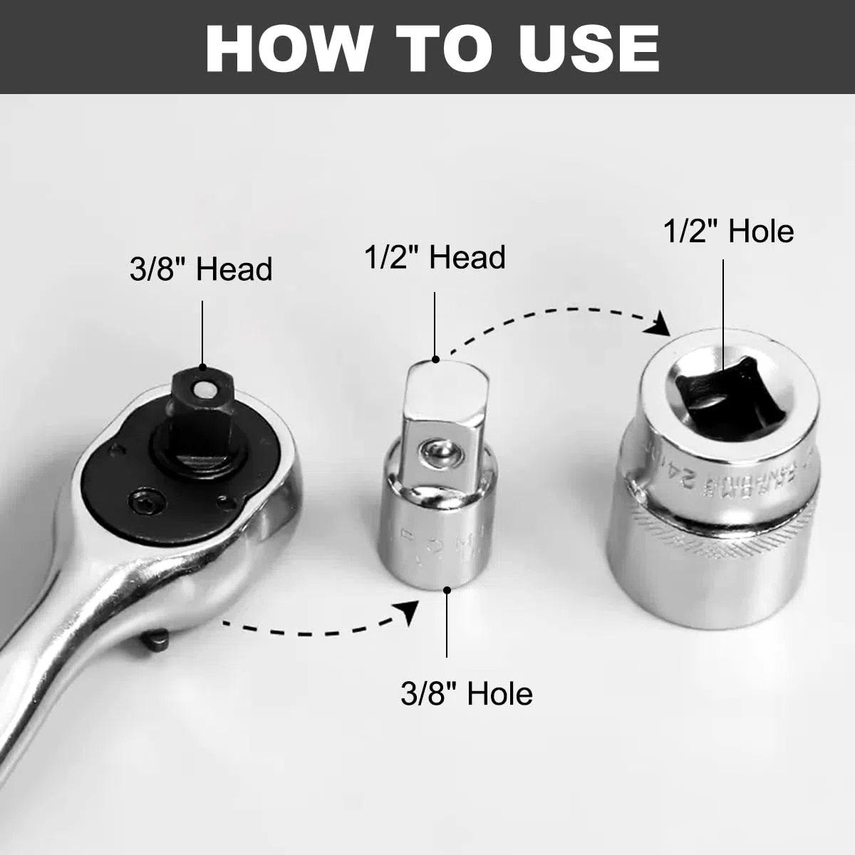 6 Pezzi Set di Adattatori per Bussole,Adattatori per Chiavi a Bussola,Adattatore per Chiave a Cricchetto,da 1/2" à 1/4", da 1/2" a 3/8", da 1/4" à 1/2", da 1/4" a 3/8", da 3/8" a 1/2", da 3/8" a 1/4"
