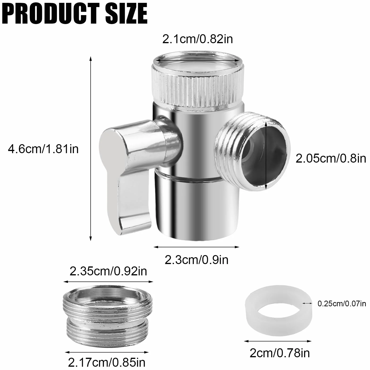 3 Vie Adattatore Rubinetto, Deviatore Doccia con Adattatore M22 a M24, Valvola Deviatrice Interruttore, Valvola Separatore Lega di Zinco, Ricambio per Rubinetto, per Lavandino Della Cucina o del Bagno