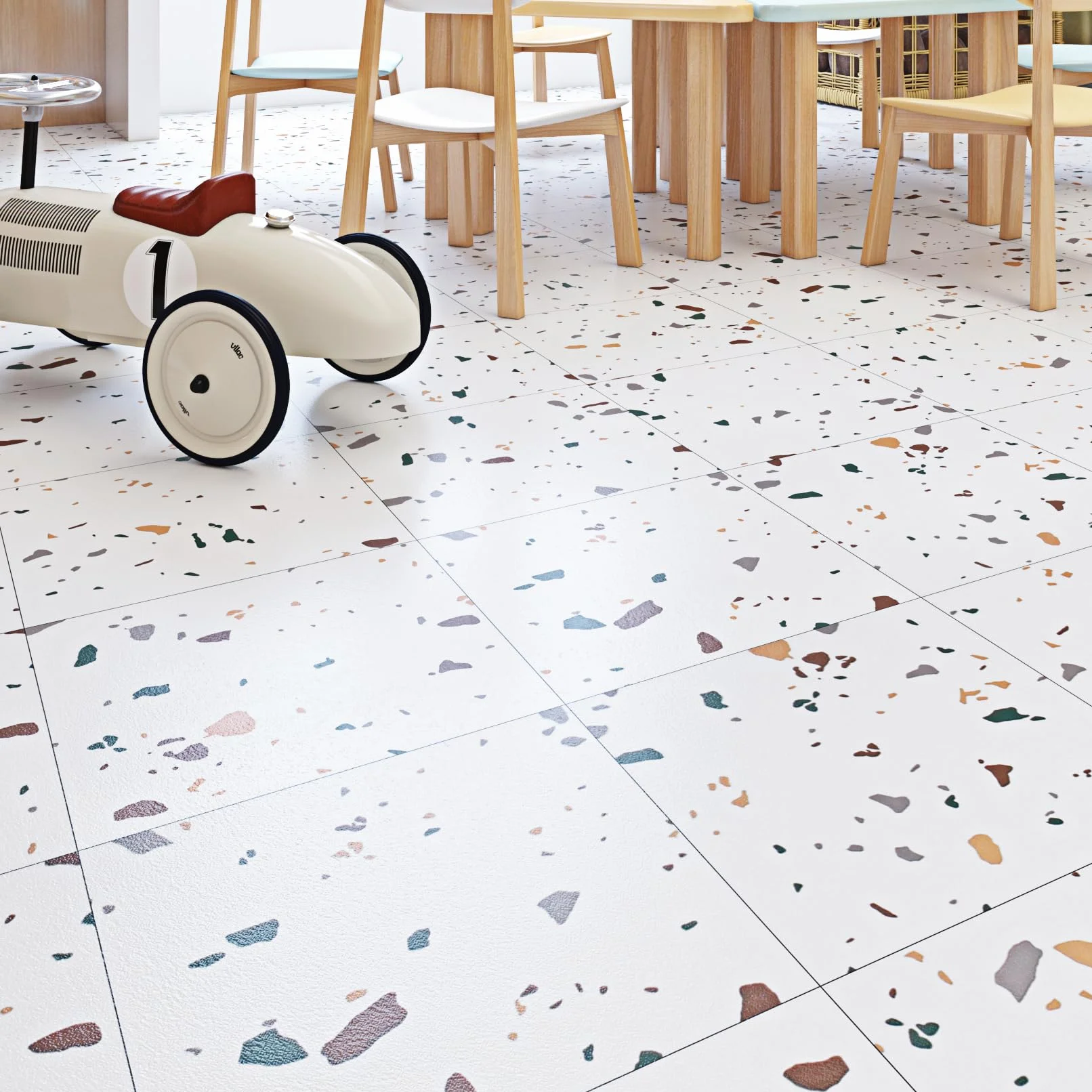 Livelynine Pavimento PVCAdesivo Effetto Granito Piastrelle Adesive Cucina 30X30 Parquet Bianco Lavabile Mattonelle per Cucina Bagno Soggiorno Stanza