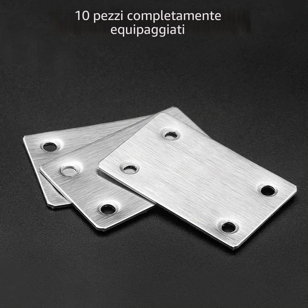10 Pezzi Piastra In Acciaio Inox Staffa Angolare Piatta Staffa Heavy Duty Che Unisce Riparazione Piastra Staffa Dritta per Riparare Sedie Tavoli da Pranzo Letti, 60x38mm