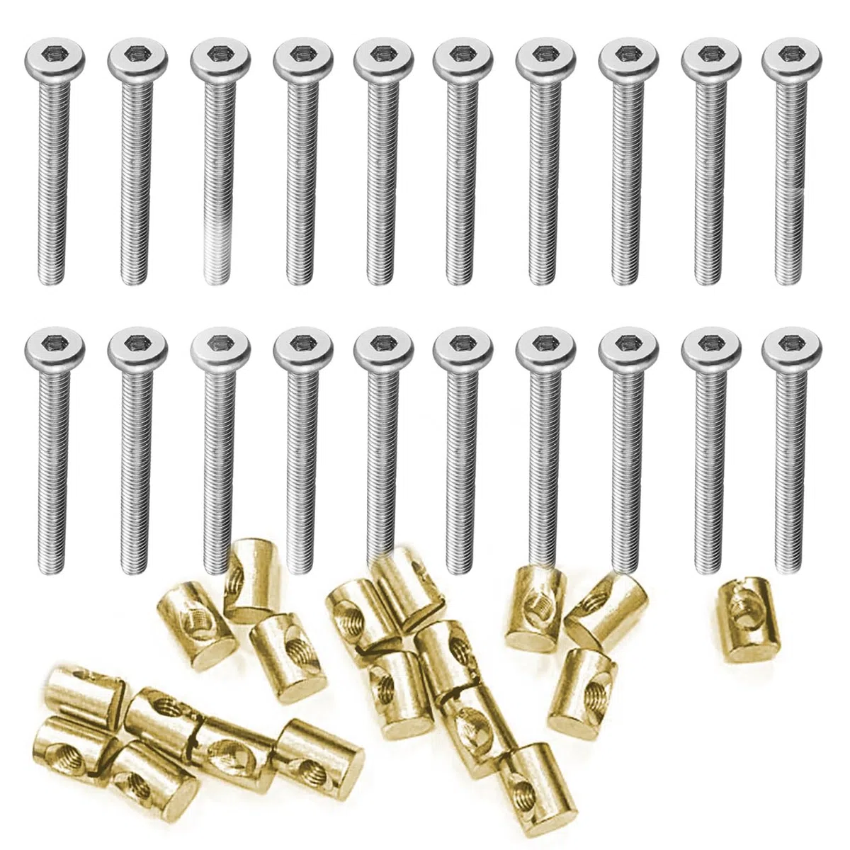 Migliora la durata e la sicurezza con il set VEDA di 20 viti per letto a castello in bronzo da 60 mm con testa piatta esagonale (HEX)
