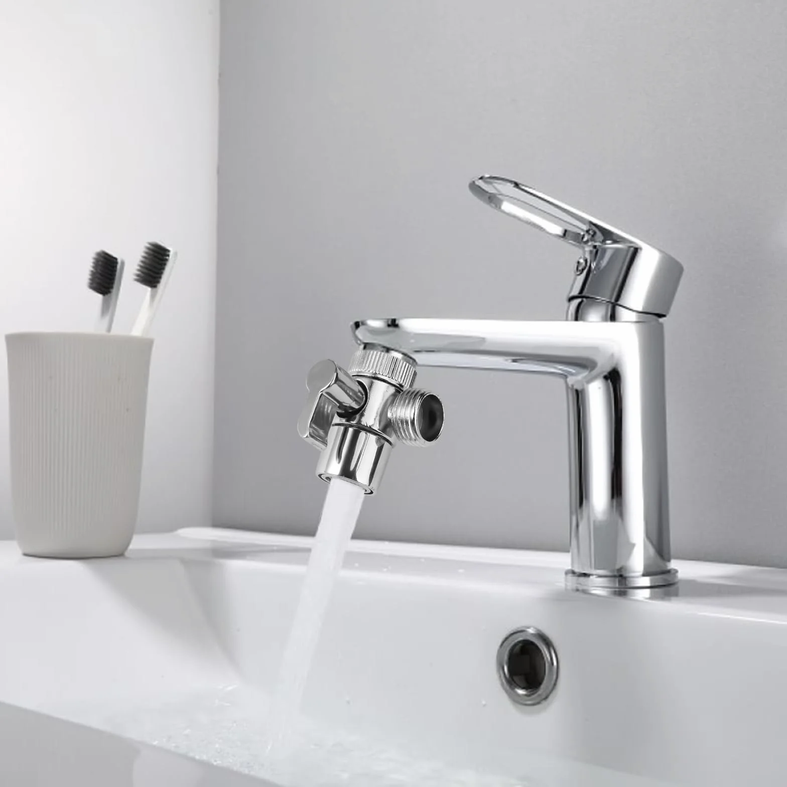 3 Vie Adattatore Rubinetto, Deviatore Doccia con Adattatore M22 a M24, Valvola Deviatrice Interruttore, Valvola Separatore Lega di Zinco, Ricambio per Rubinetto, per Lavandino Della Cucina o del Bagno