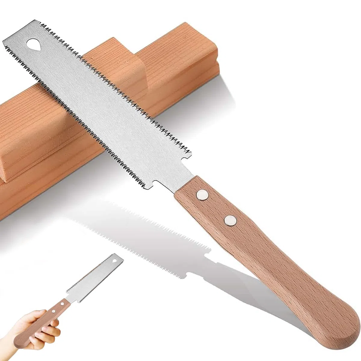 Sega a mano giapponese: Seghetto a doppio taglio leggero da 6 pollici, sega per legno SK-5 in acciaio 11/17 TPI, sega giapponese per la lavorazione del legno e il fai da te
