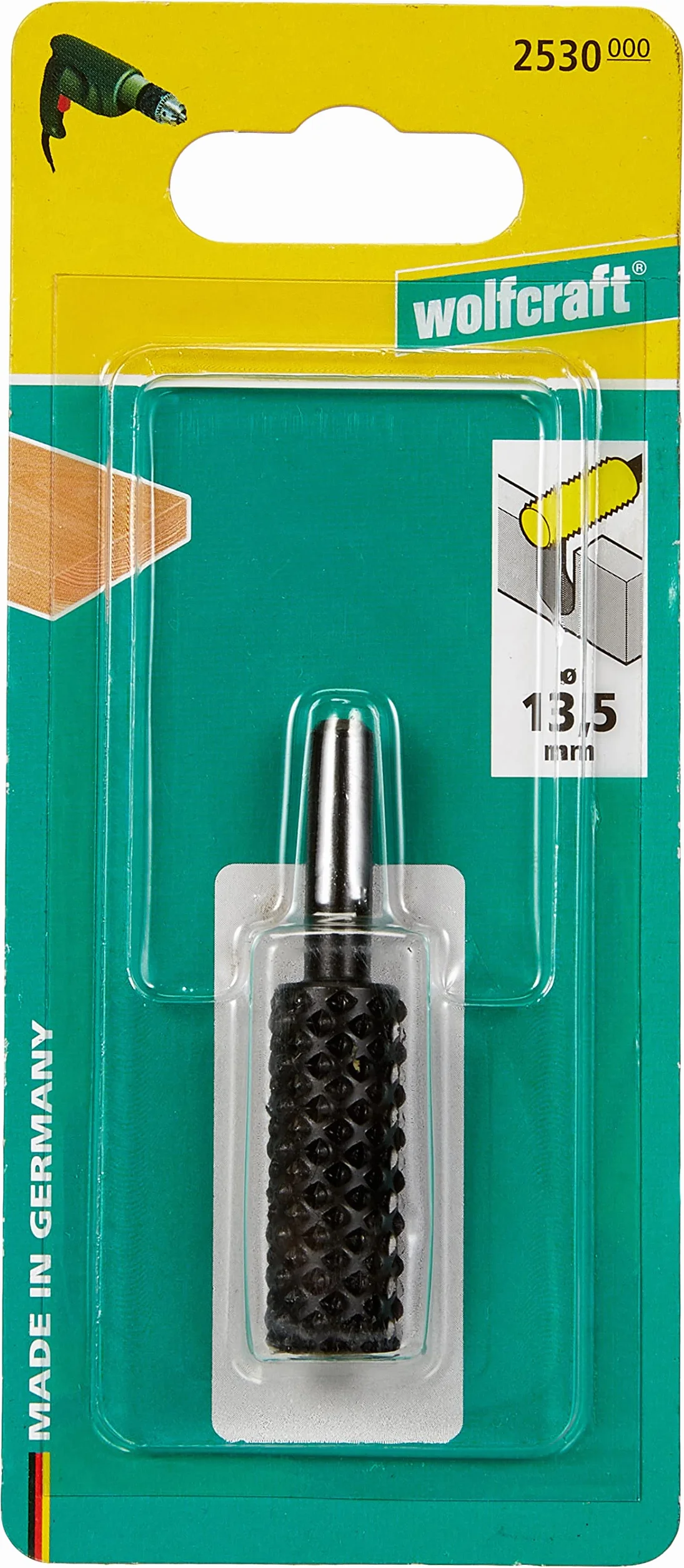 Wolfcraft raspa per legno cilindrica 13,5 mm codolo tondo