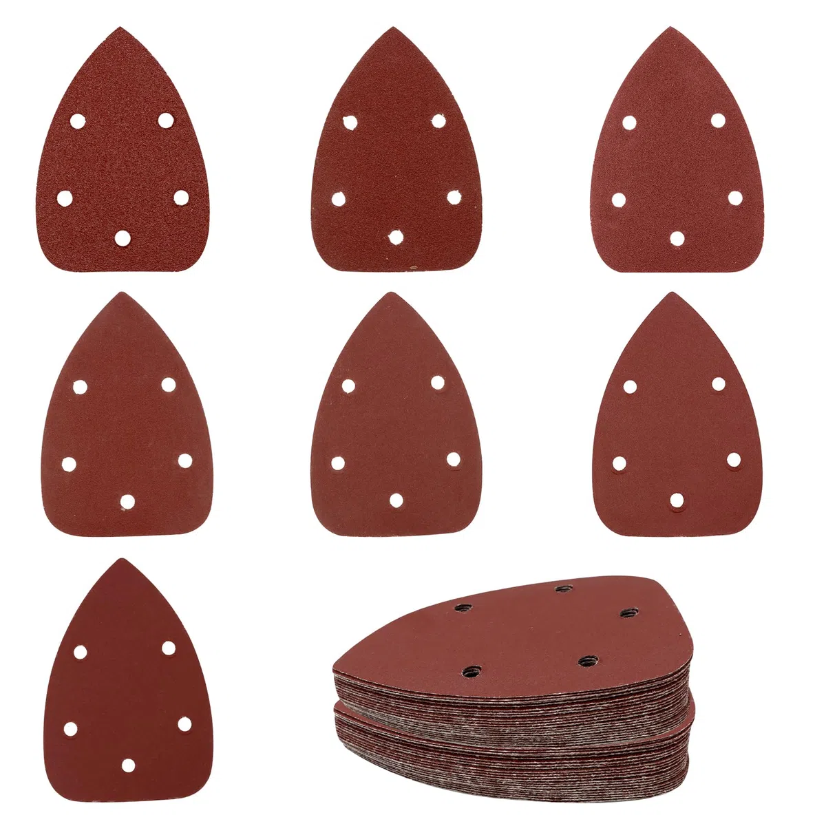70 Pezzi Carte Abrasive Mouse Carta Vetrata, Triangolari Abrasivi con 5 Fori Grana 40/60/80/120/180/240/320 per Levigatore per Levigatura Lucidatura