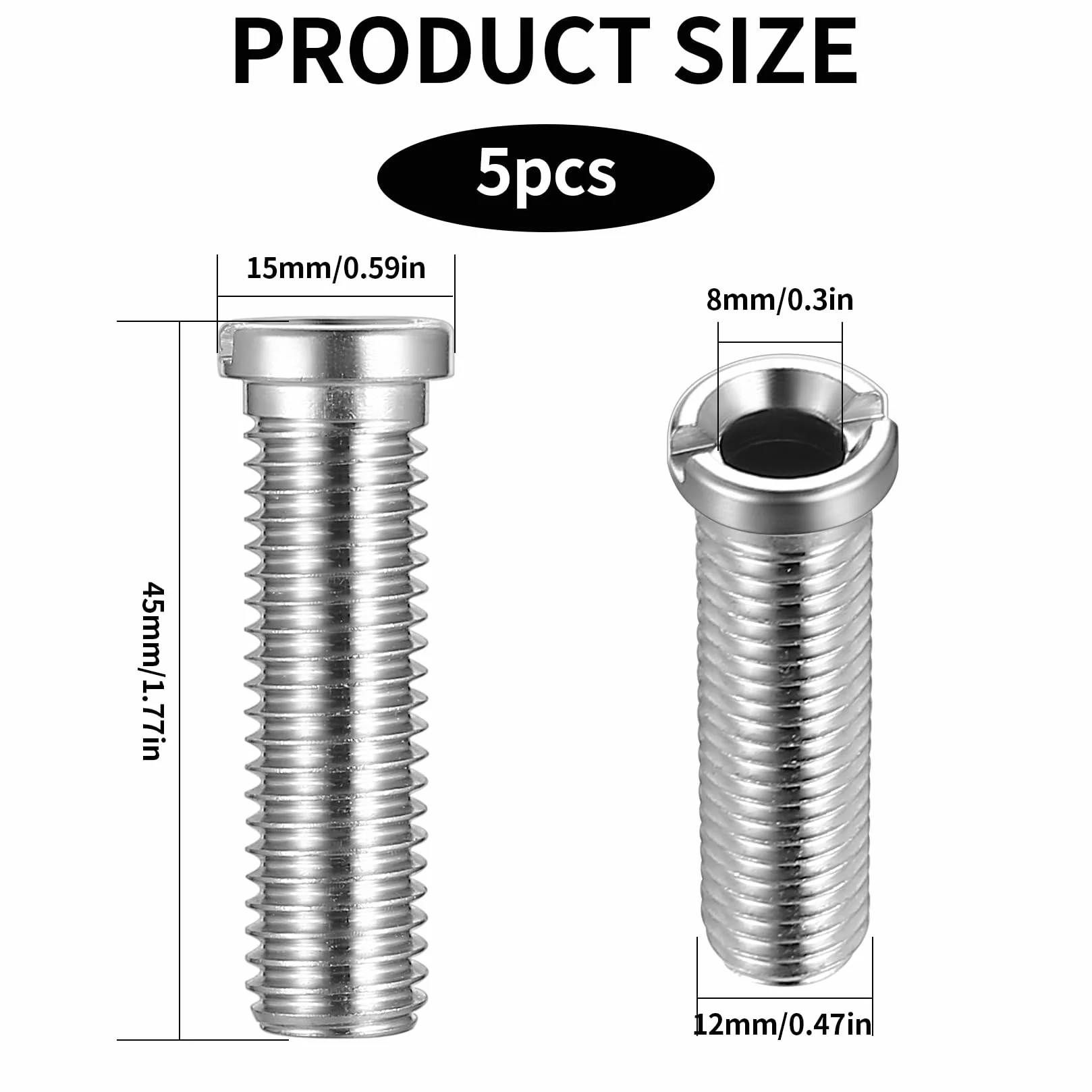 5 Pz vite Cava Tappo Lavandino Cucina, 45mm Vite a Spina in Acciaio Inox per Scarichi Valvola Filtro Lavello