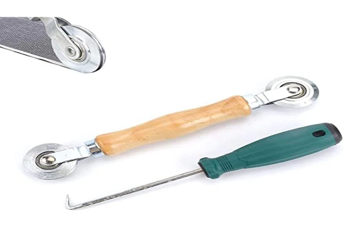 Jtkeji Strumento di laminazione schermo ruote,mano Utensile nylon Cuscinetto,Ricambio per l'installazione di zanzariere,sfera rotella Strumento schermatur rullo scanalato ​a doppia estremità.