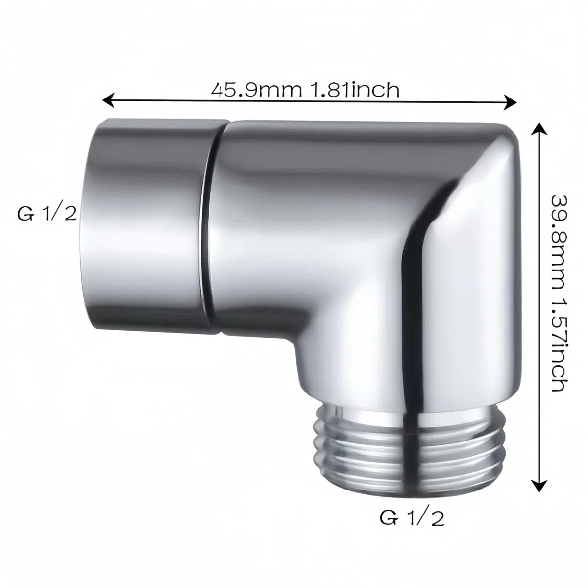 Totalize Adattatore a gomito per doccia a 90 gradi, in ottone massiccio, attacco G1/2" (cromato)