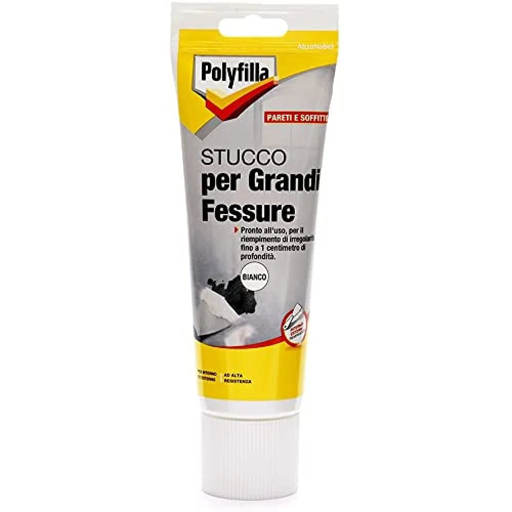 POLYFILLA STUCCO FESSURE, per muro Interno ed Esterno, Pronto Uso, riempimento fino a 1cm di profondità, in Pasta BIANCO 330 GR