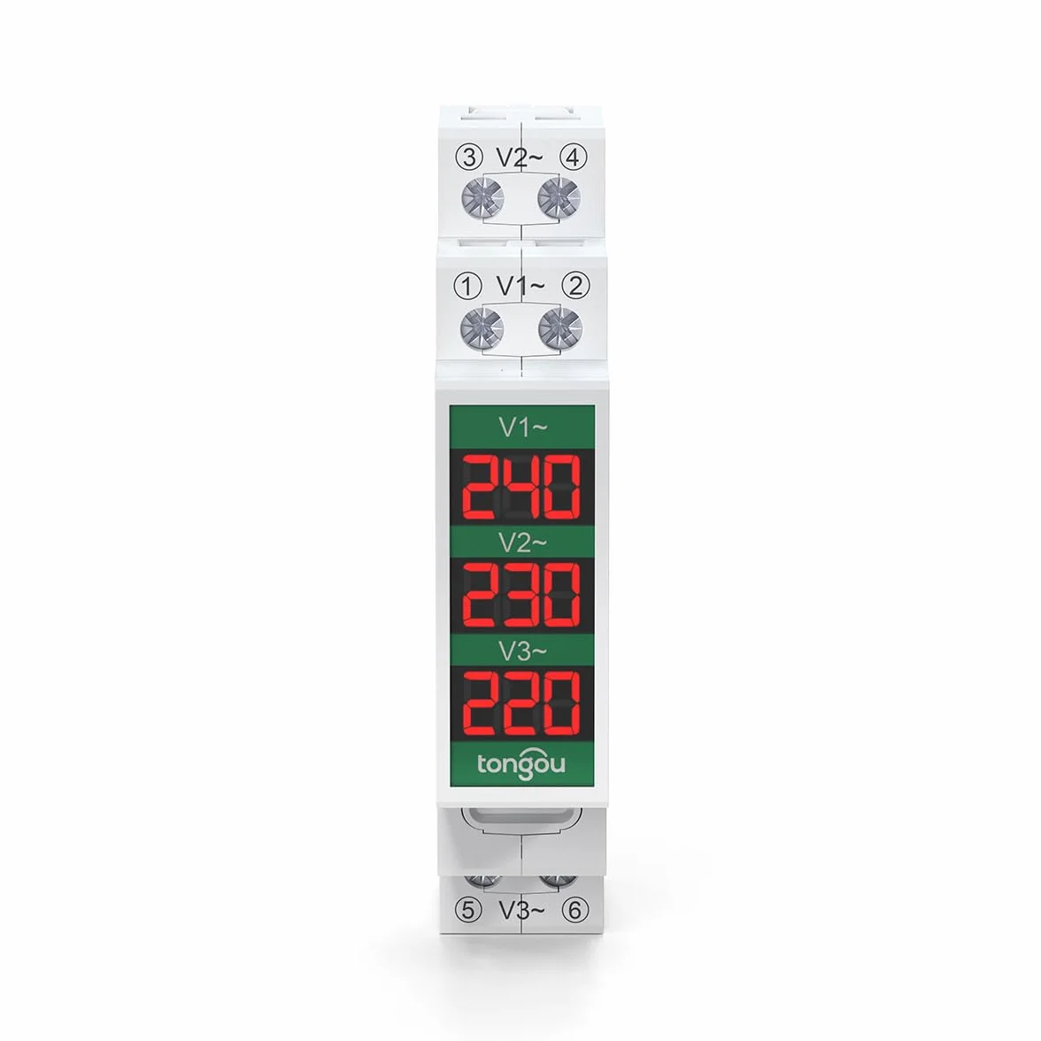 TONGOU - Mini misuratore di tensione modulare DIN Rail Mount trifase con display digitale a LED – Ac 60 – 450 V