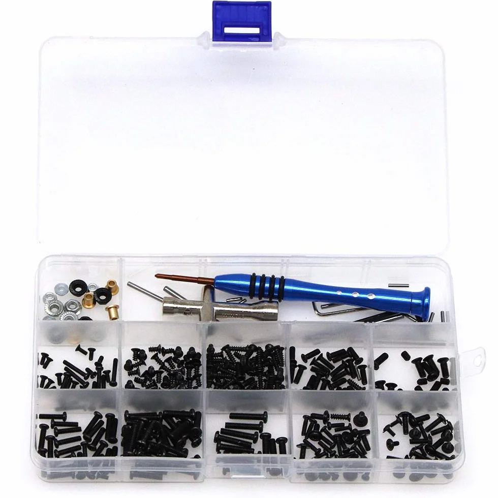 DollaTek RC viti kit scatola strumento forcellone bullone riparazione vite scatola per weili 1/14 144001 RC auto