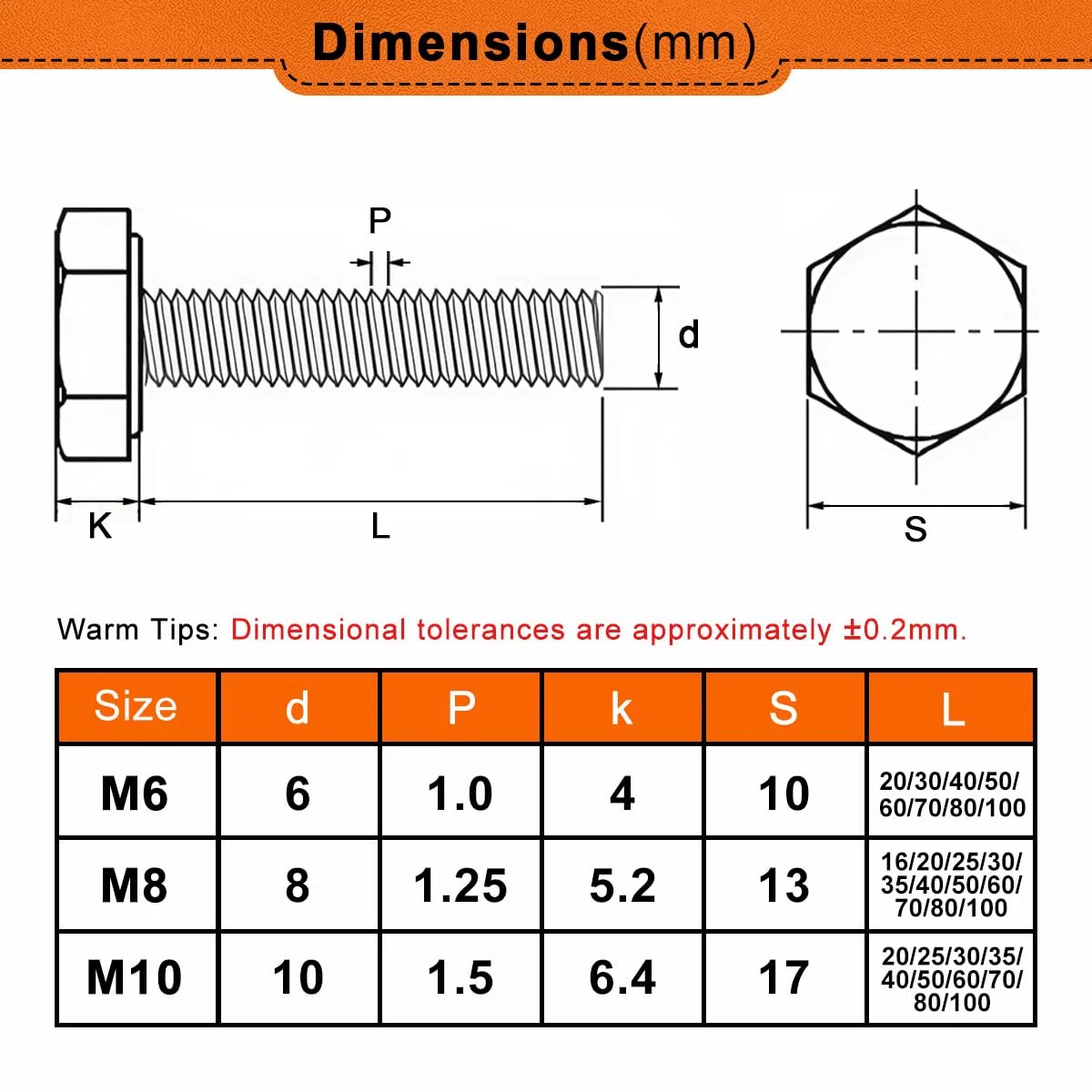 Drenky Bulloni Esagonali M8 x 16mm, 10 Pezzi Acciaio Inossidabile A2 V2A M8 Vite a Testa Esagonale Argento DIN 933 Alta Resistenza Filettatura Completa Bullone Inox