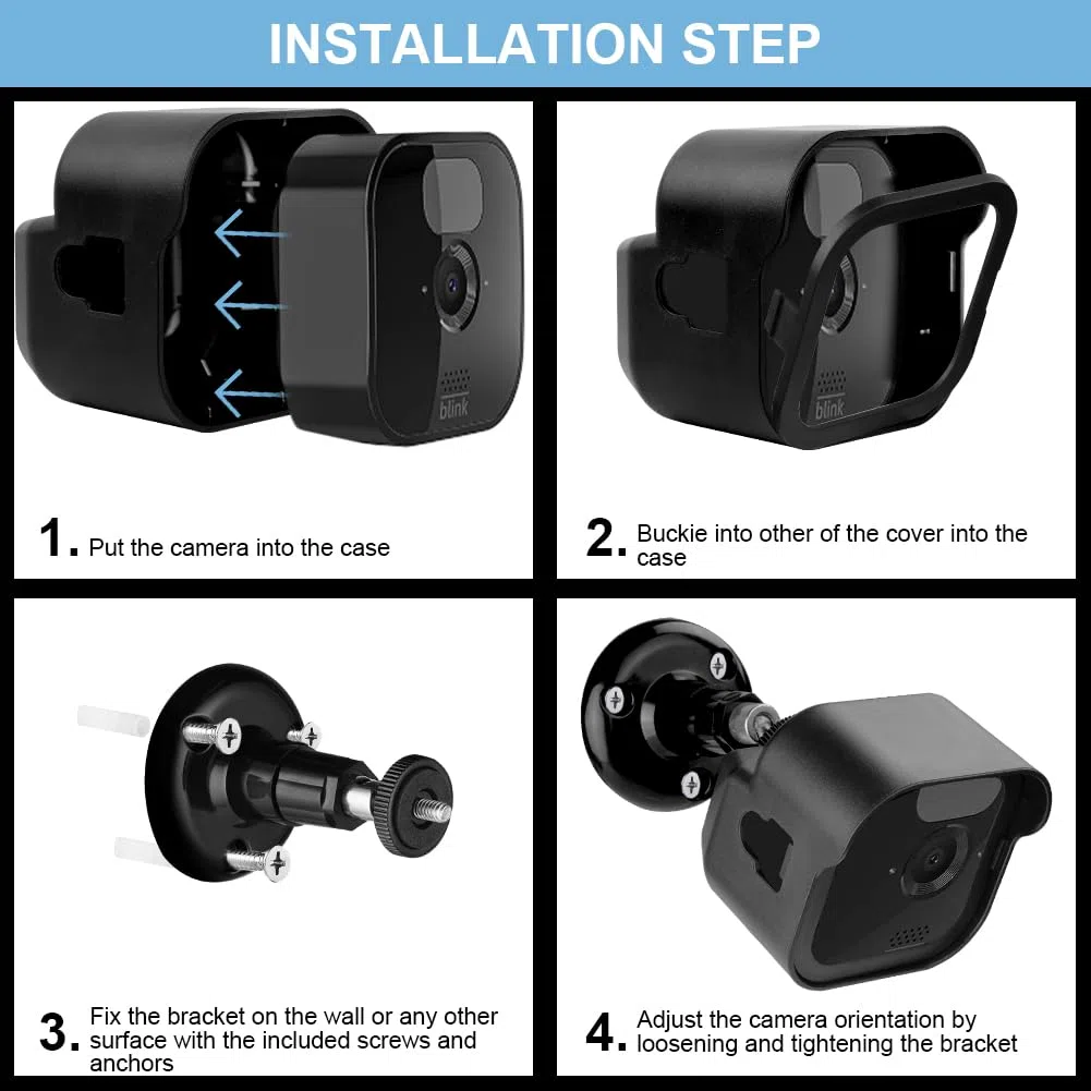 OFFCUP Blink Outdoor Supporto per Fotocamera, Regolabile da Parete con Custodia Protettiva, Blink Supporto per Fotocamera da Esterni, per fotocamera Blink outdoor camera （Nero 2 Pezzo）