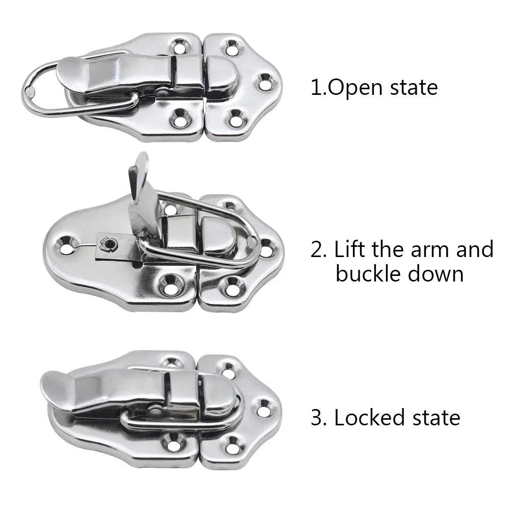 8 pezzi Toggle Latch Chiusura Chiusure a Leva Serratura per cassetta degli attrezzi cosmetici della cassetta degli attrezzi medici - Argento