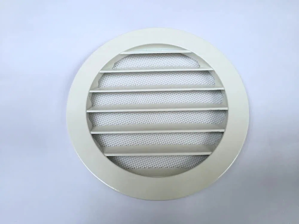 Griglia di Ventilazione Circolare in Alluminio bianca con Rete di protezione per la mandata e ripresa Aria esterna - diametro 200mm