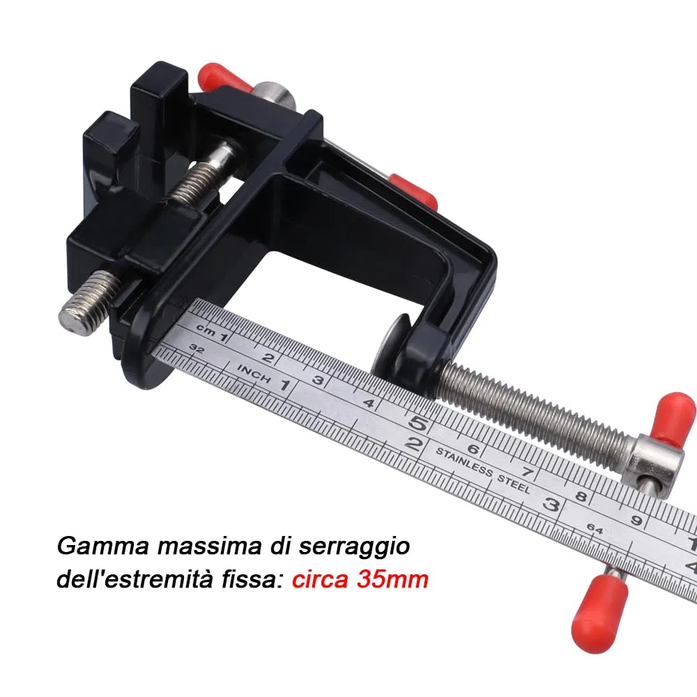 Mesee Mini Morsetto da Tavolo Universale, Micro Morsa da Tavolo per Trapano, Morsetto di Serraggio in Lega di Alluminio per Riparazioni, Scultura, Modellismo, Lavori Manuali