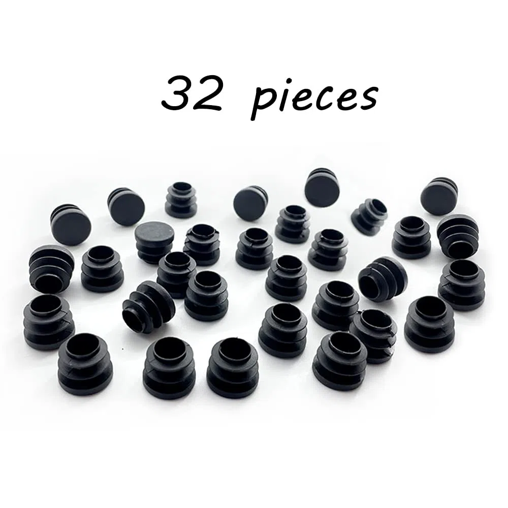 Tappo per Tubi 32 Pezzi - Tappi in Plastica Rotondo 16mm per Sedie, Tavoli - Tappi Terminali Nero
