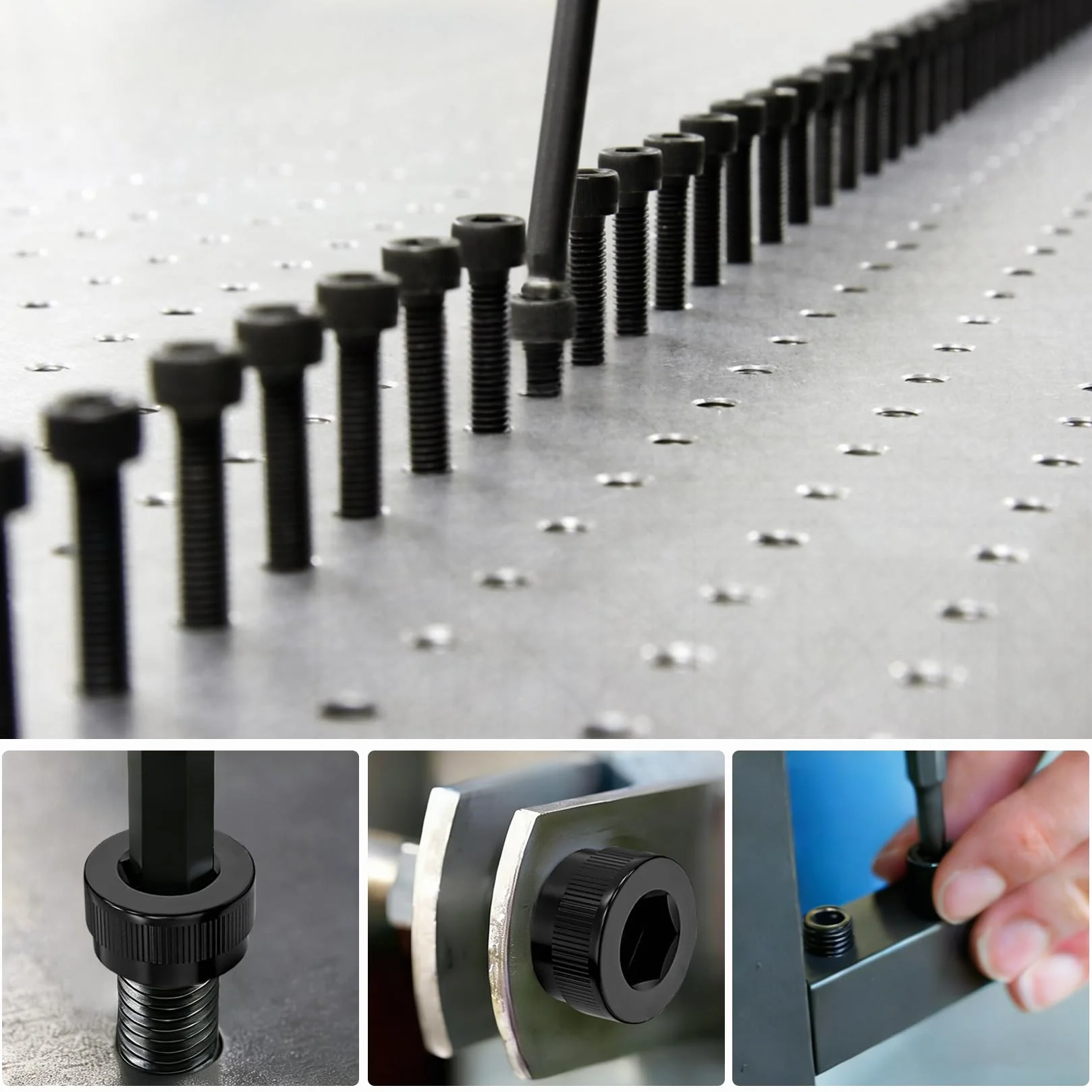 120 Pz Set di Viti M3, Viti a testa cilindrica con esagono incassato M3 x 40 mm, Bulloni a testa esagonale nere completamente filettate, con chiave