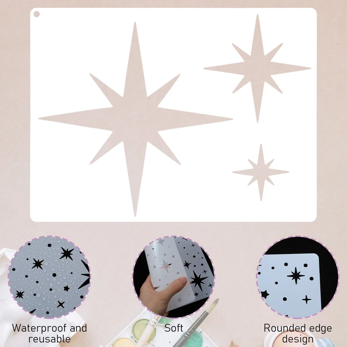 6 stencil grandi a forma di stella per pittura, stencil riutilizzabili per aerografo, stencil per disegno a parete, legno, tessuto, soffitto, decorazione per la casa