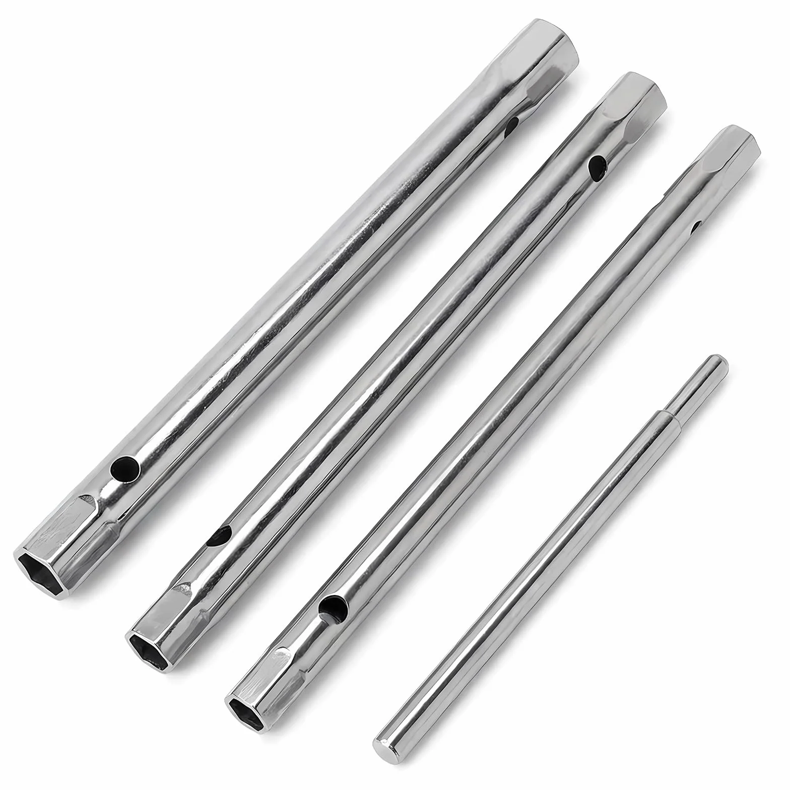 Set di Chiavi a Bussola, 4 Pezzi Chiavi a Tubo con Barra di Forza Rotante, 8x9/10x11/12x13 mm, in Acciaio Inossidabile per Dadi Esagonali e Fissaggio Sanitario
