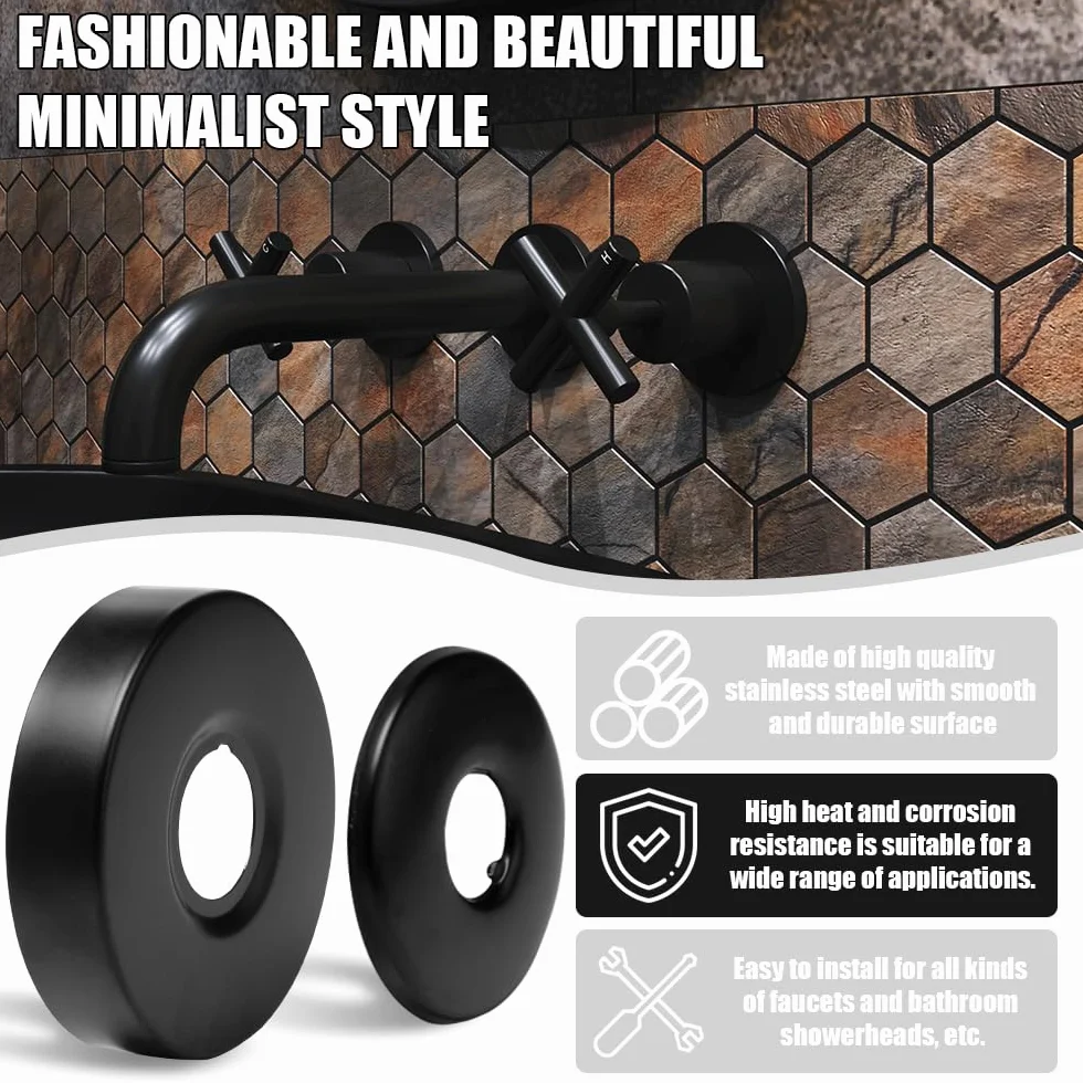 6 Pezzi Rosette Rubinetto Nero Ø21 mm/25 mm Rosetta Copritubo Doccia Acciaio Inox Copri Tubi Termosifoni Rosetta Copritubo Muro per Rubinetti Doccia, Rubinetti, Valvola Angolare(63x6, 80x18)