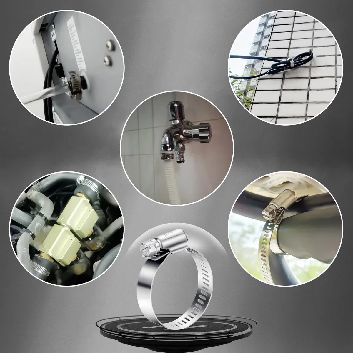 Fascette Stringitubo in Acciaio Inox 8 Pezzi Fascette Regolabili Robuste Fascette Stringitubo Versatili Kit 16-25mm per Tubi Dell'Acqua Giardino Casa Gas Stagno Automobilistico