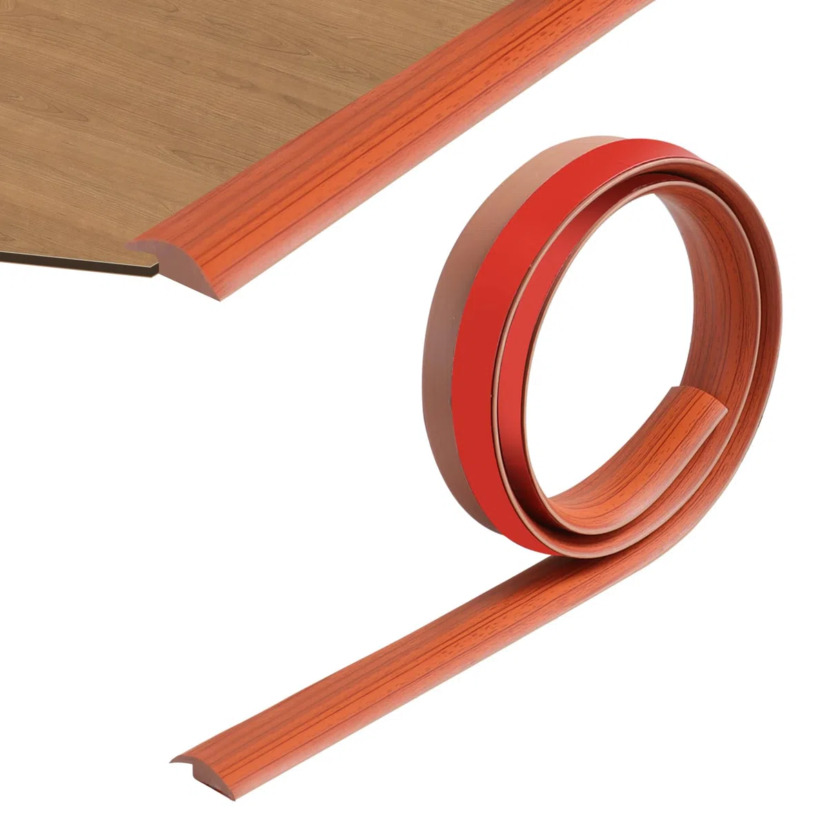 100cm Striscia di Soglia, Strisce di Rivestimento per Porte per Tappeti, Strisce Divisorie Autoadesive per Pavimenti a Soglia con Moquette, Altezza di Transizione Inferiore a 5 mm (Teak)