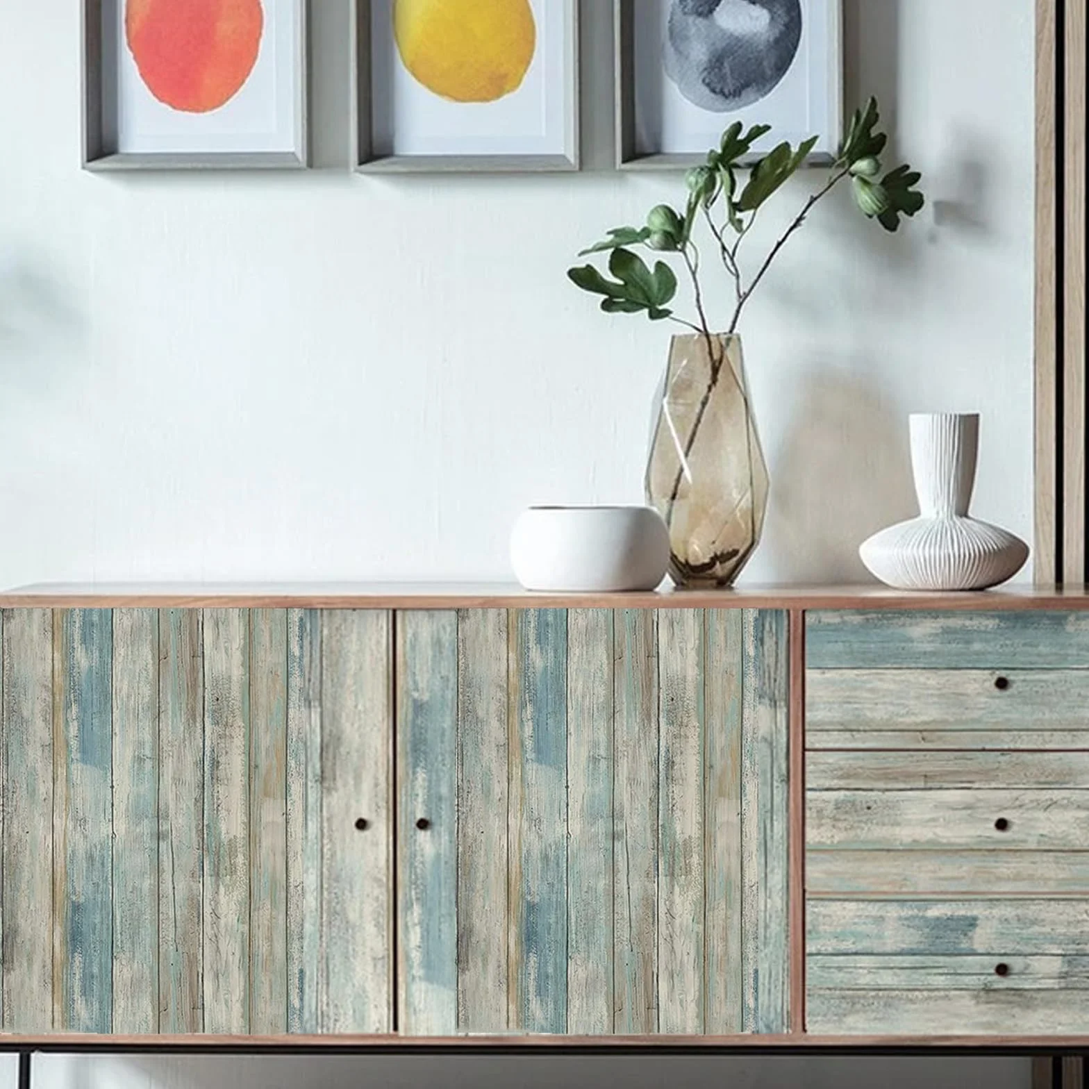 Hode Pellicola Adesiva per Mobili Blu 30x300cm, Carta da Parati Adesiva Muro Legno, Carta per Mobili Effetto Legno, Rotolo per Muro Porte Cassetti Scrivania Vinile Impermeabile