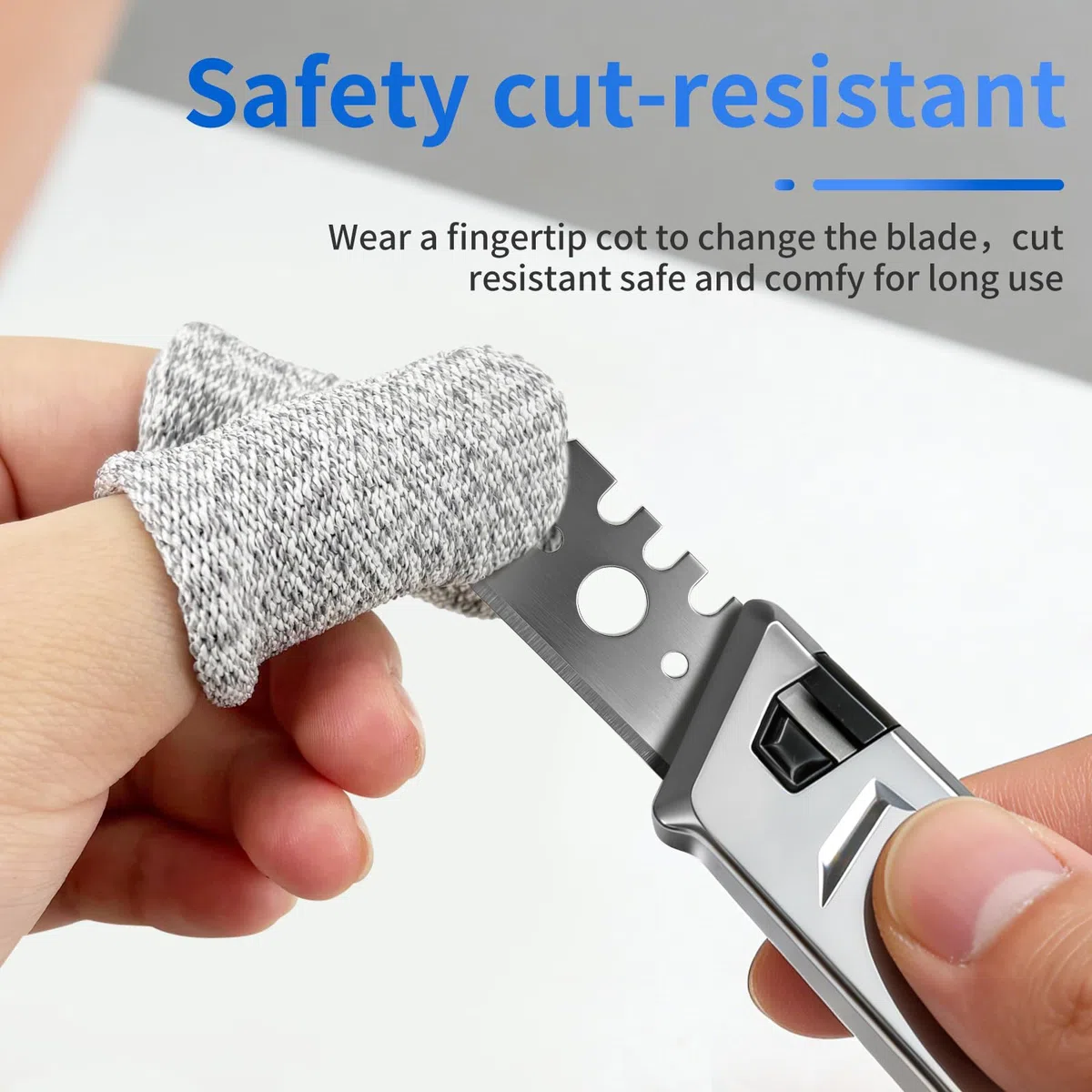 Lame per Cutter Trapezoidali 52mm - Set da 20 Lame Trapezoidali di Ricambio per Cutter con 2 Protezione per Dito, Adatto per Tagliare Tappeti, Plastica, Cuoio e Cartone, Perfetto per Uso Domestico