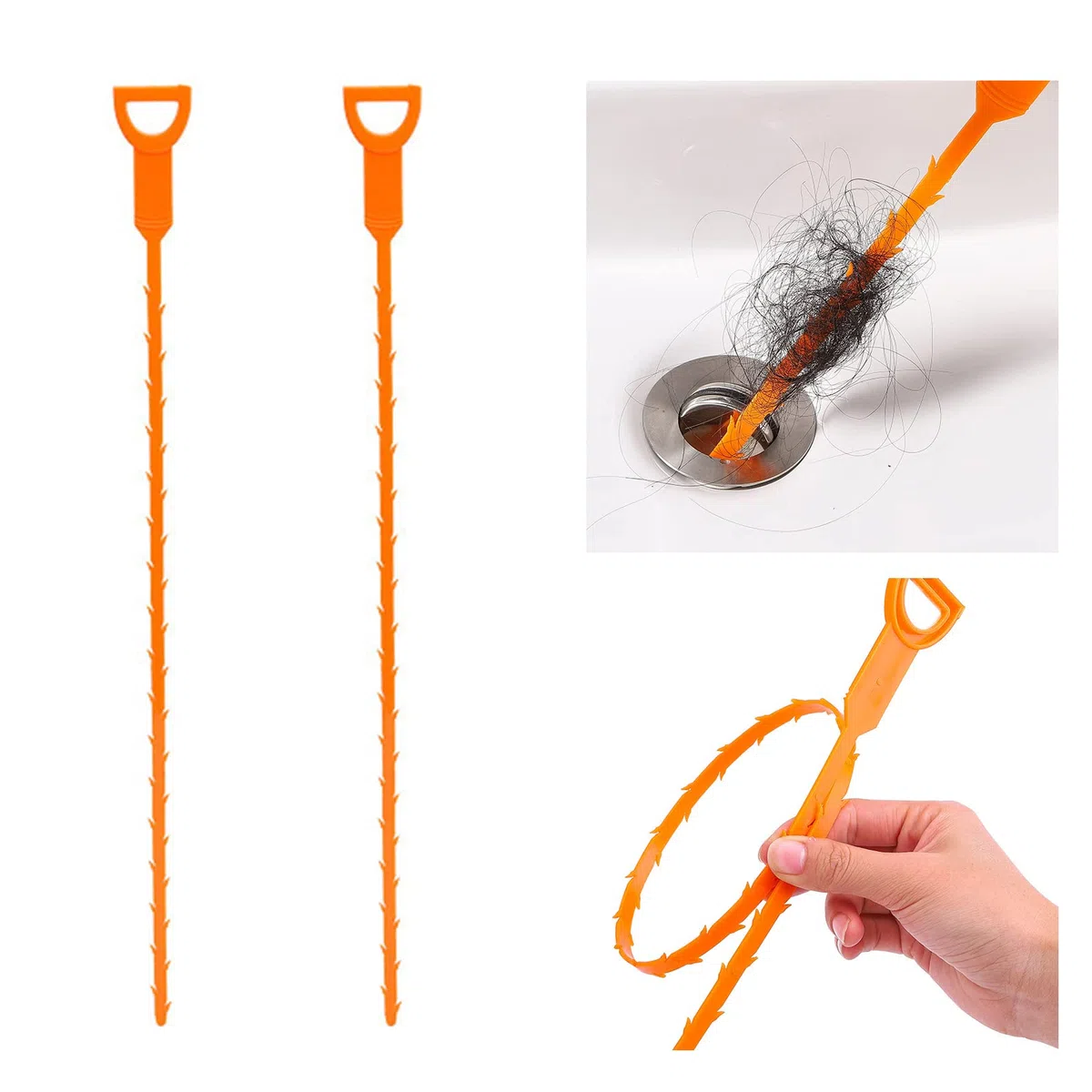 Gancio per la pulizia del lavandino,Strumento per la pulizia degli scarichi,strumento per la pulizia dello scarico, strumenti di drenaggio per fogne, vasca da bagno, per cucina, lavandino,2 PCS