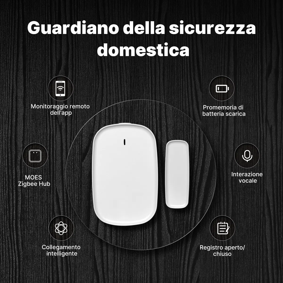 MOES Sensore intelligente per porte e finestre, richiede passerella ZigBee Tuya, rilevatore wireless per sistema di allarme e casa, compatibile con Smart Life/MOES/Tuya, 1 pezzo