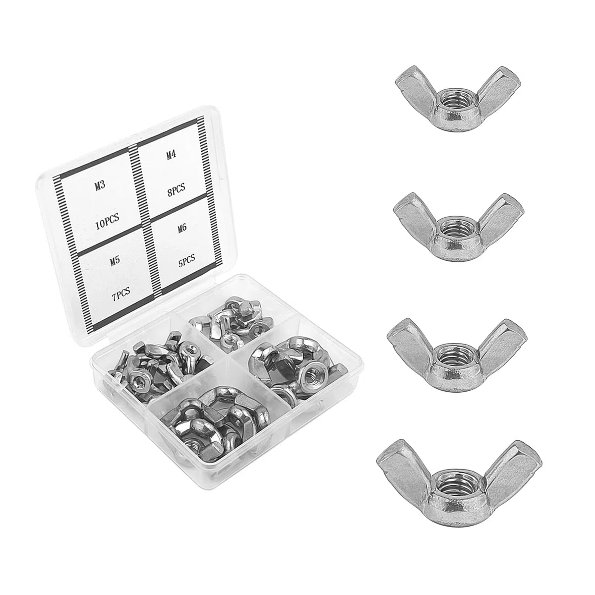 30 Pezzi di Dadi ad alette, acciaio inox 304, M3/M4/M5/M6, per Riparazioni di auto e moto, Elettronica, Edilizia, Riparazione di apparecchiature Domestiche